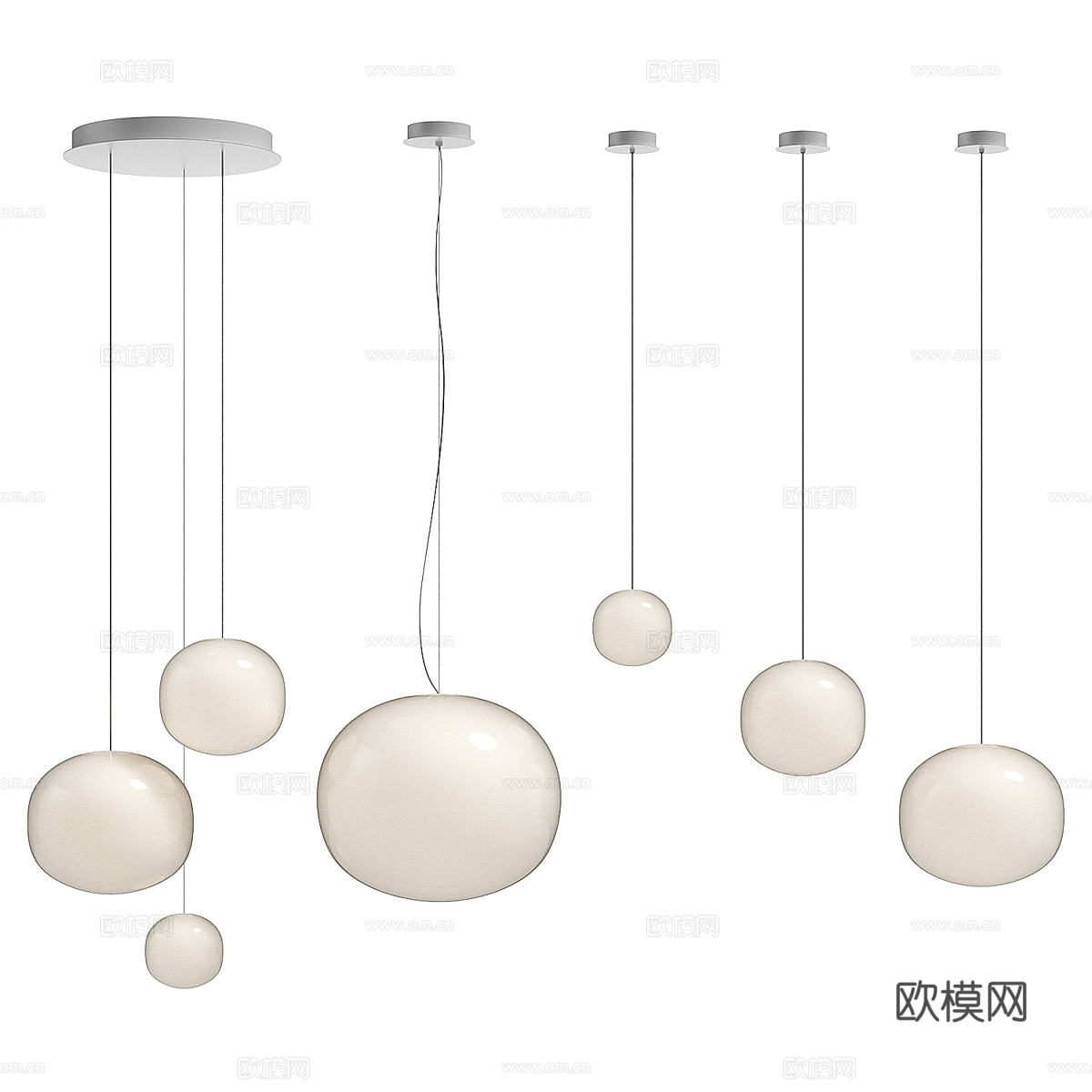 现代极简奶油风装饰小吊灯3d模型