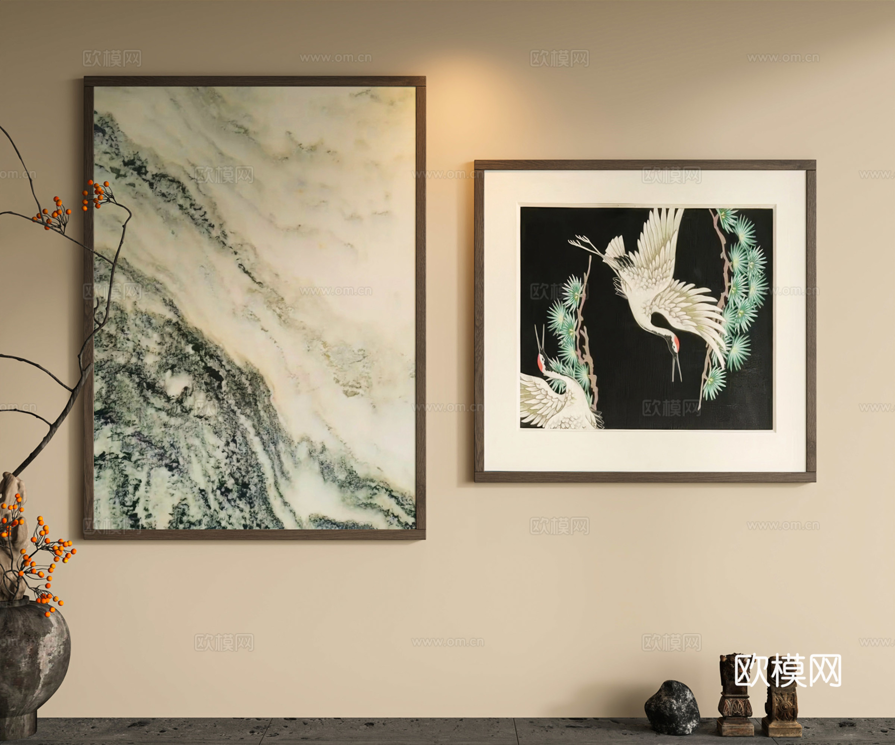中古复古挂画 中古风挂画 挂画 书房挂画 茶室挂画 客厅挂画su模型