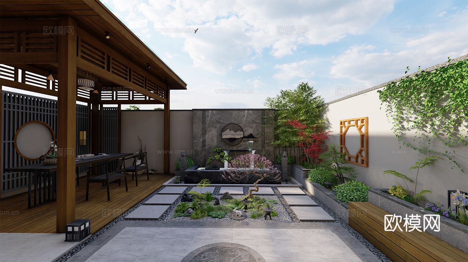 现代屋顶花园 露台景观su模型