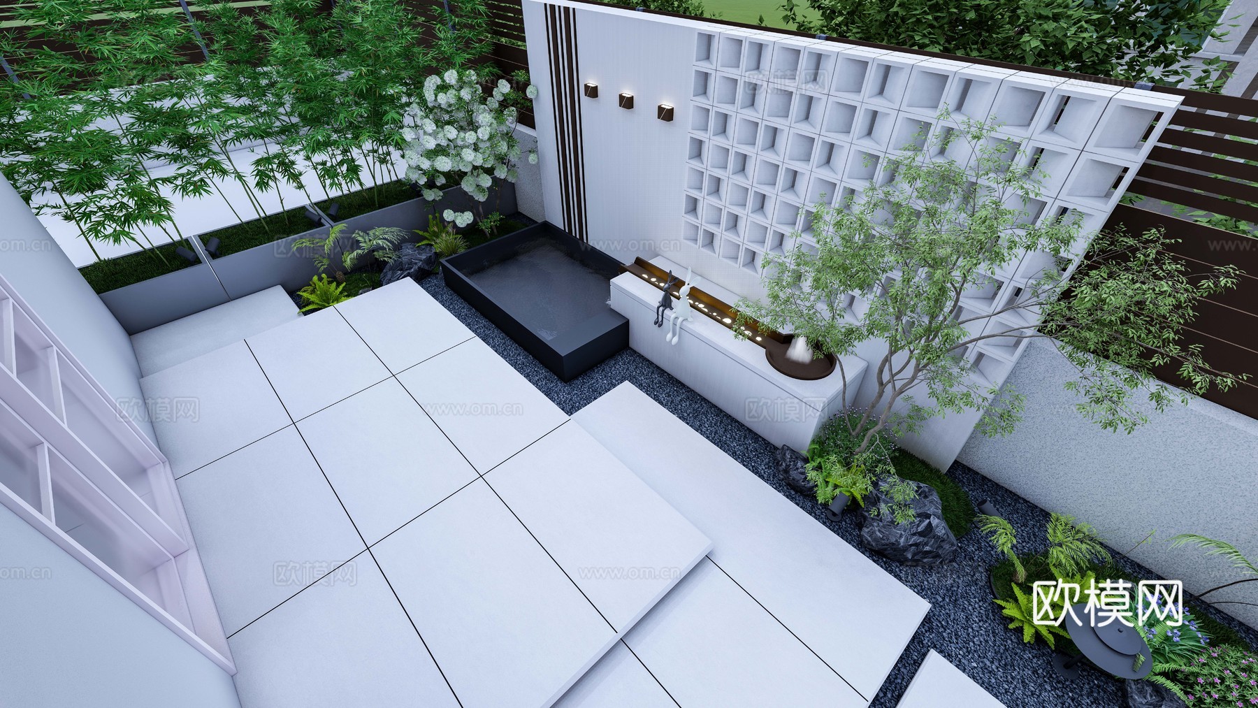 现代轻奢屋顶花园景观设计su模型