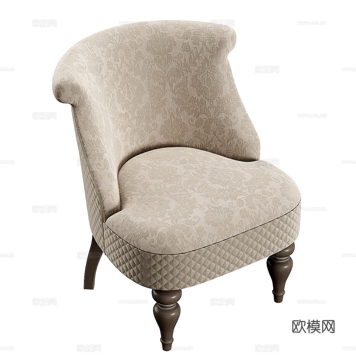 美式简约布艺扶手椅3d模型