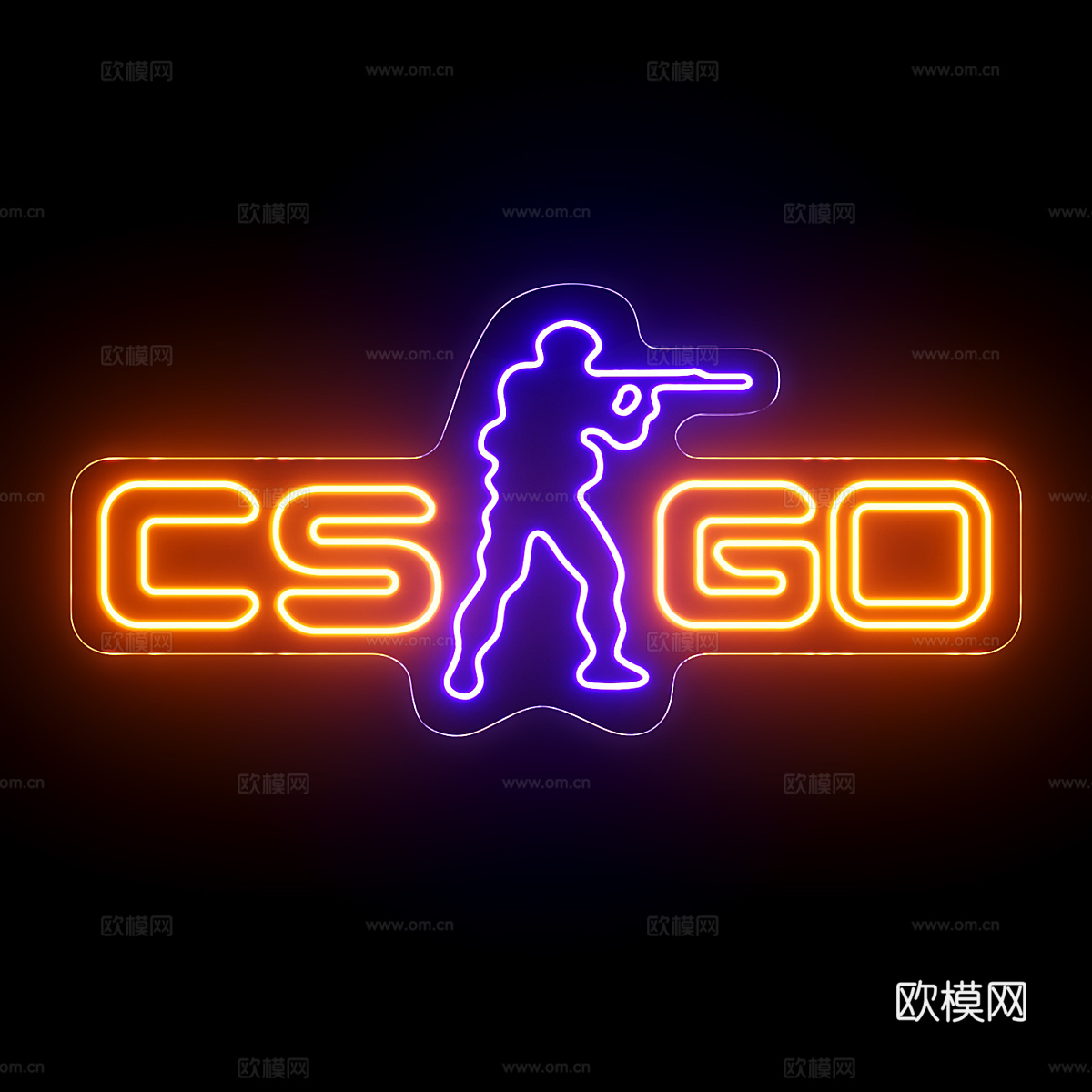 现代CS反恐精英霓虹灯标志3d模型