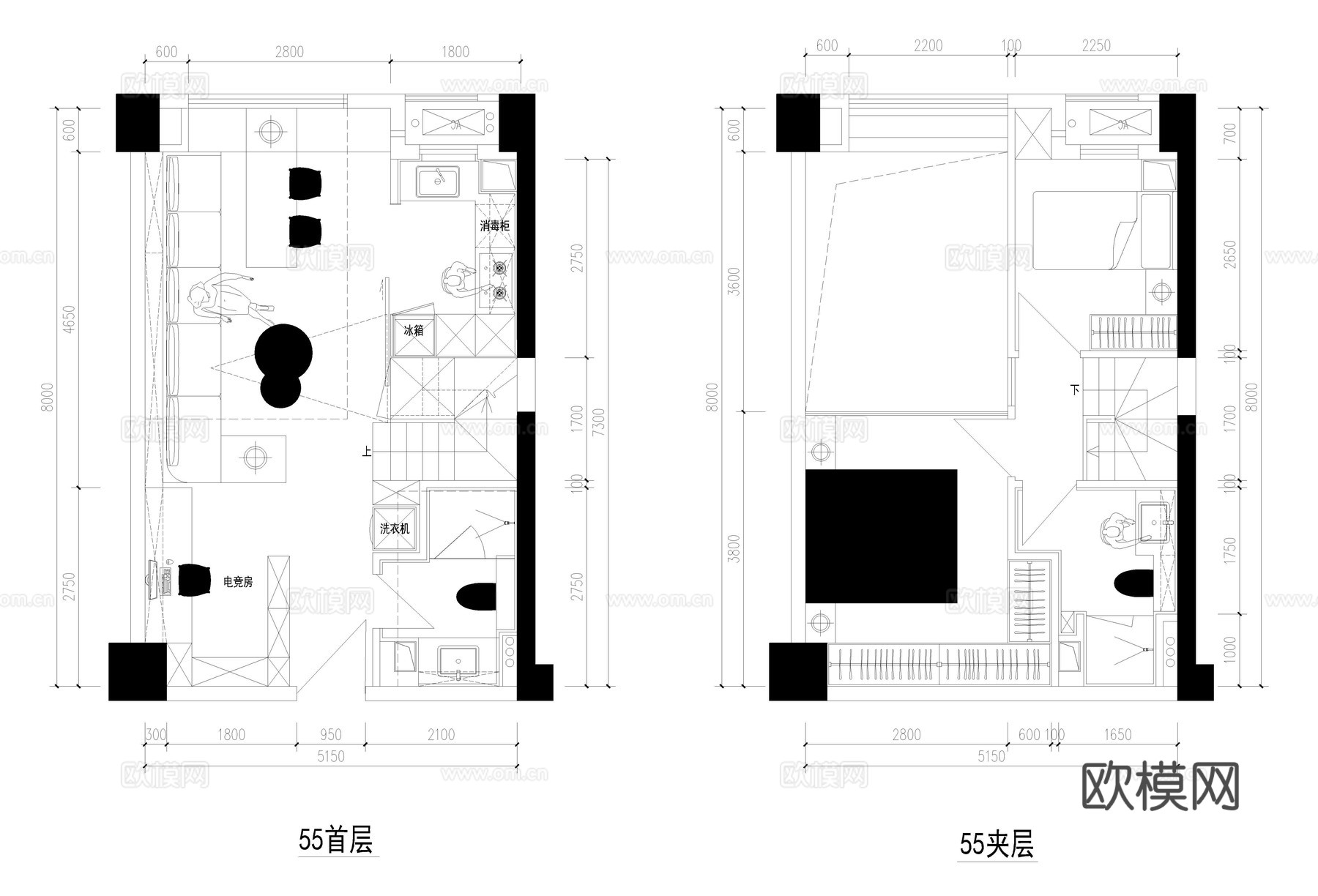 公寓 小户型 单身公寓 酒店公寓 公寓户型图 样板间cad施工图