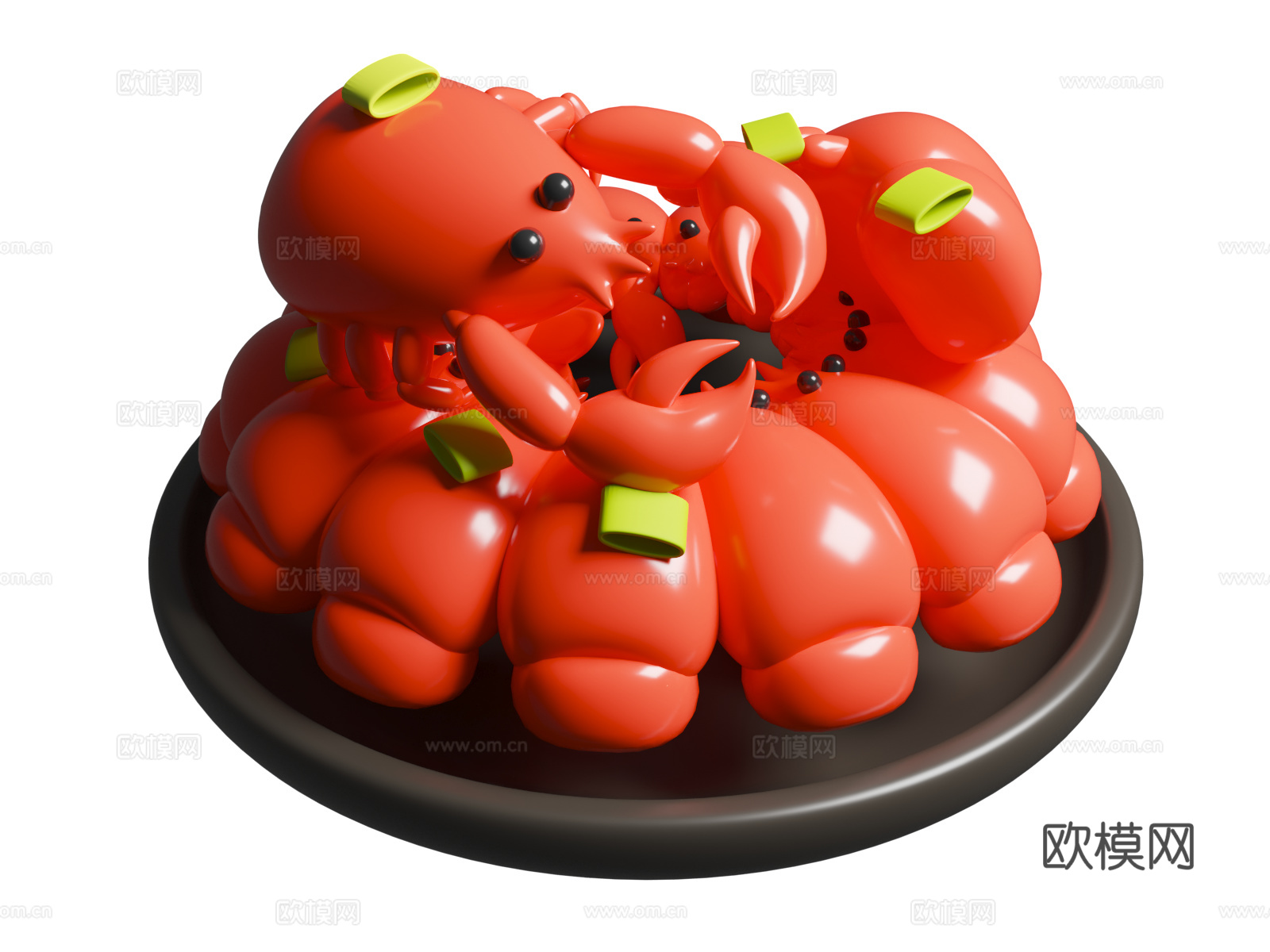 立体小龙虾 夏季美食 麻辣小龙虾3d模型