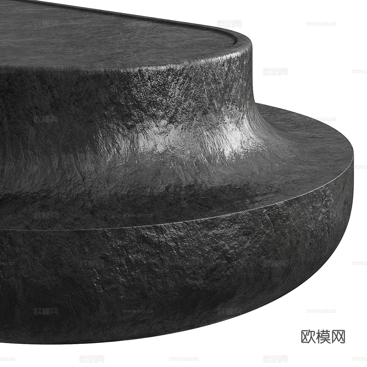 现代意式暗黑风熔岩石材茶几3d模型