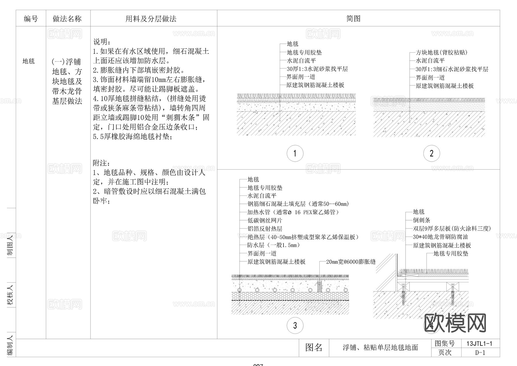 地面大样图D1~22cad施工图