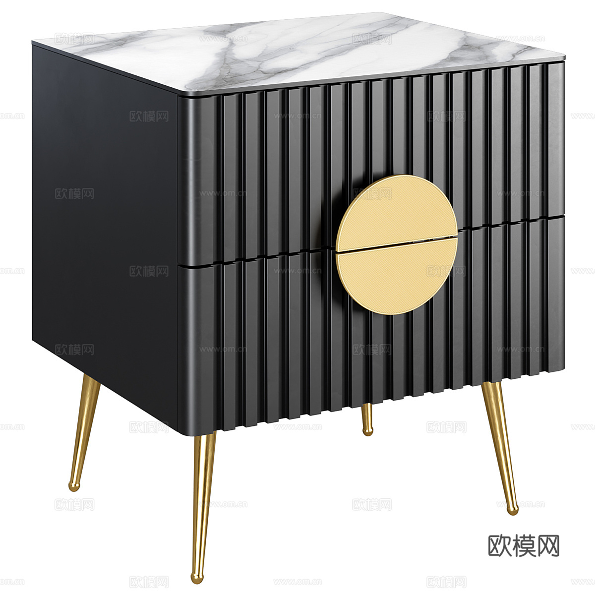 新中式轻奢床头柜3d模型