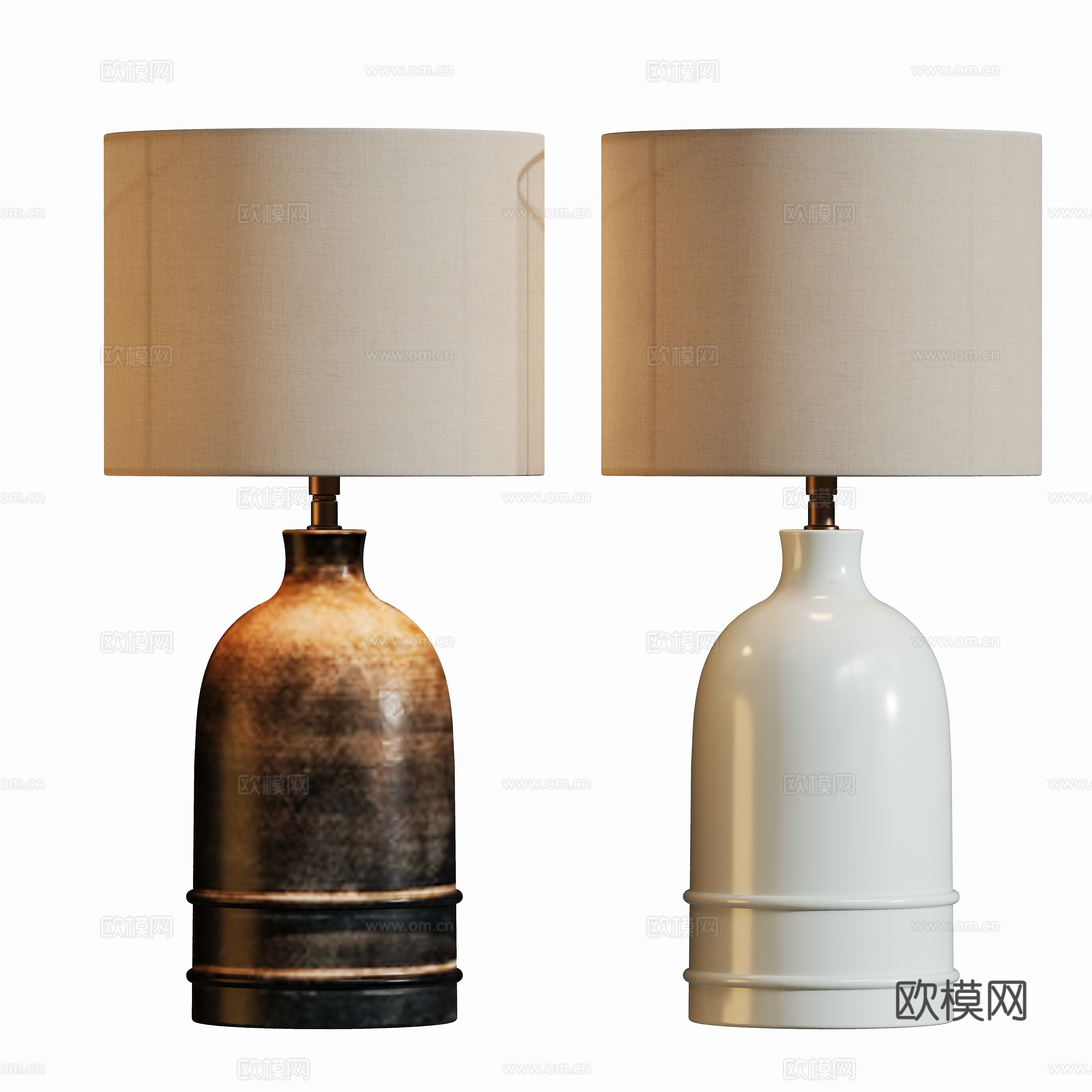 现代中古陶瓷台灯su模型