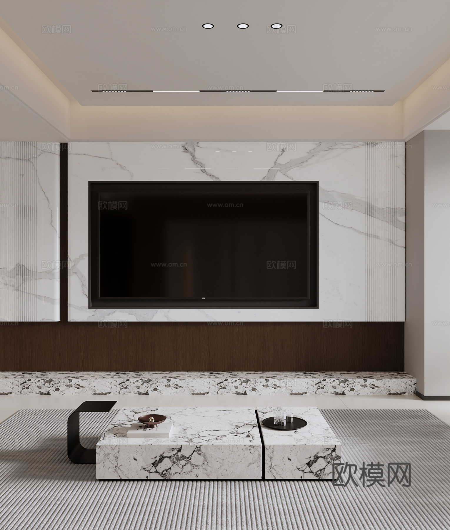 现代轻奢客厅3d模型