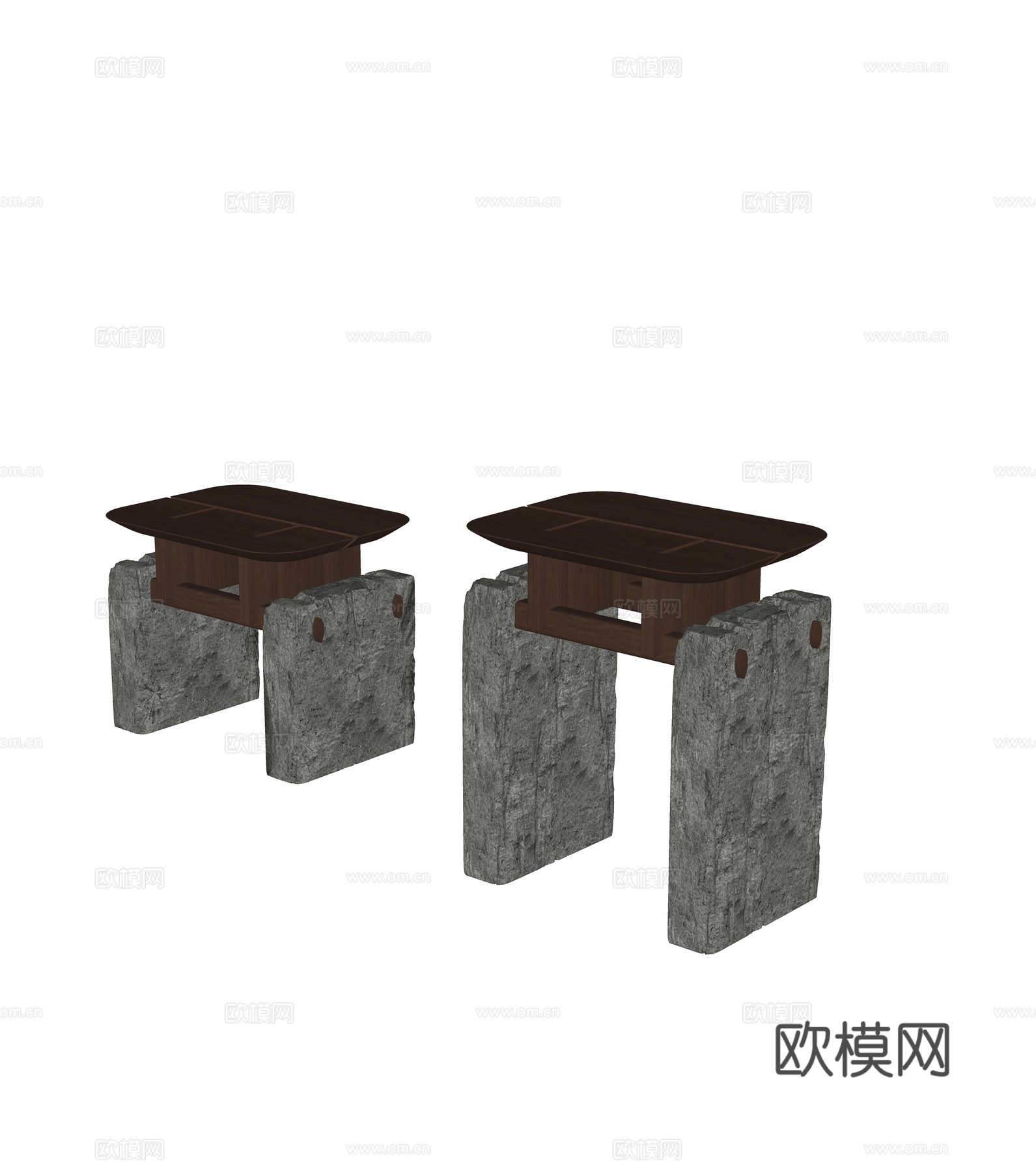 中古风沙发凳 矮凳 边几 角几su模型