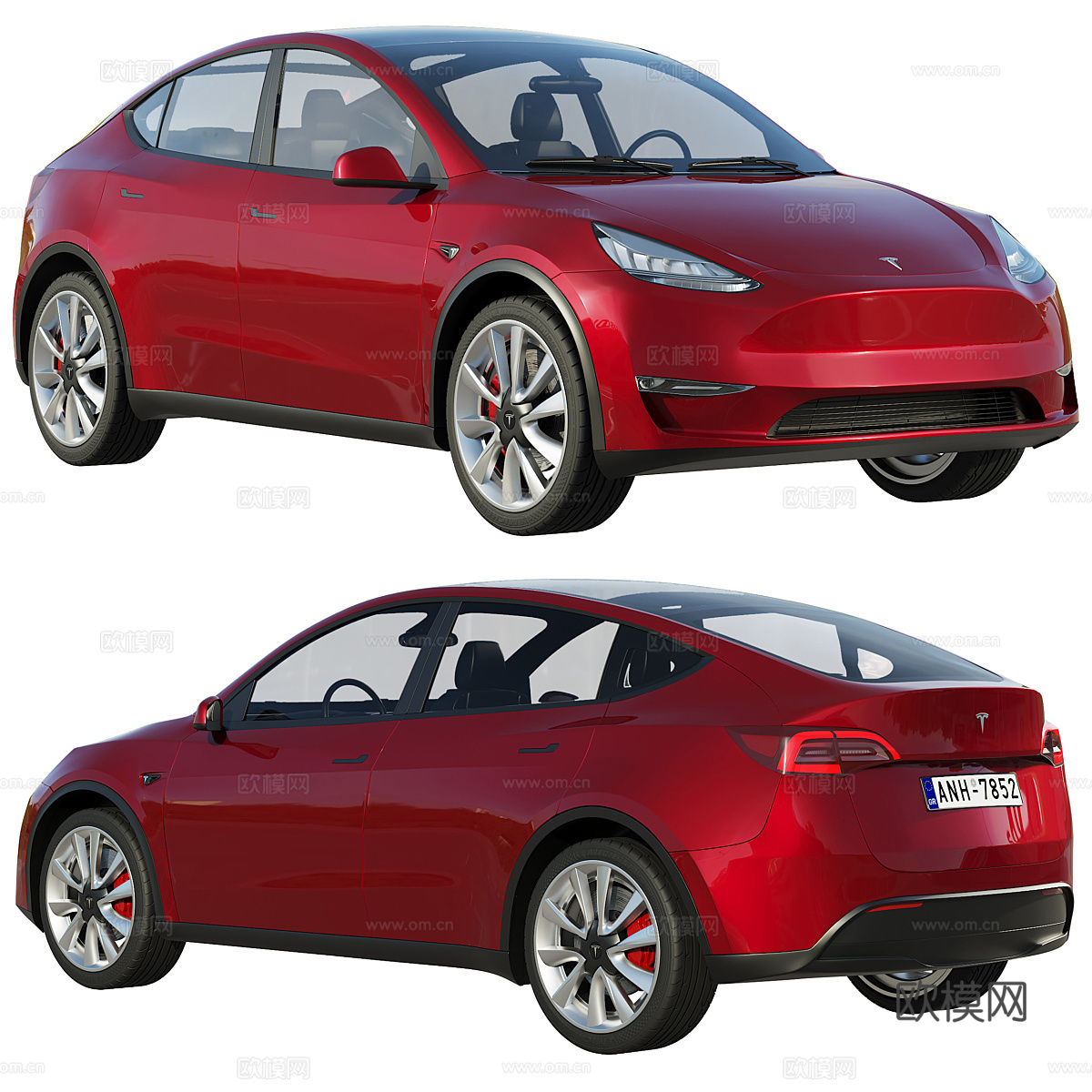 红色特斯拉 Model Y 20203d模型