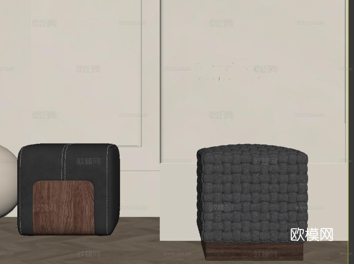 现代矮凳 凳子su模型