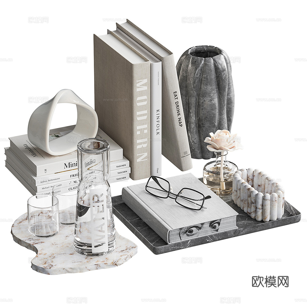 现代意式饰品摆件组合3d模型