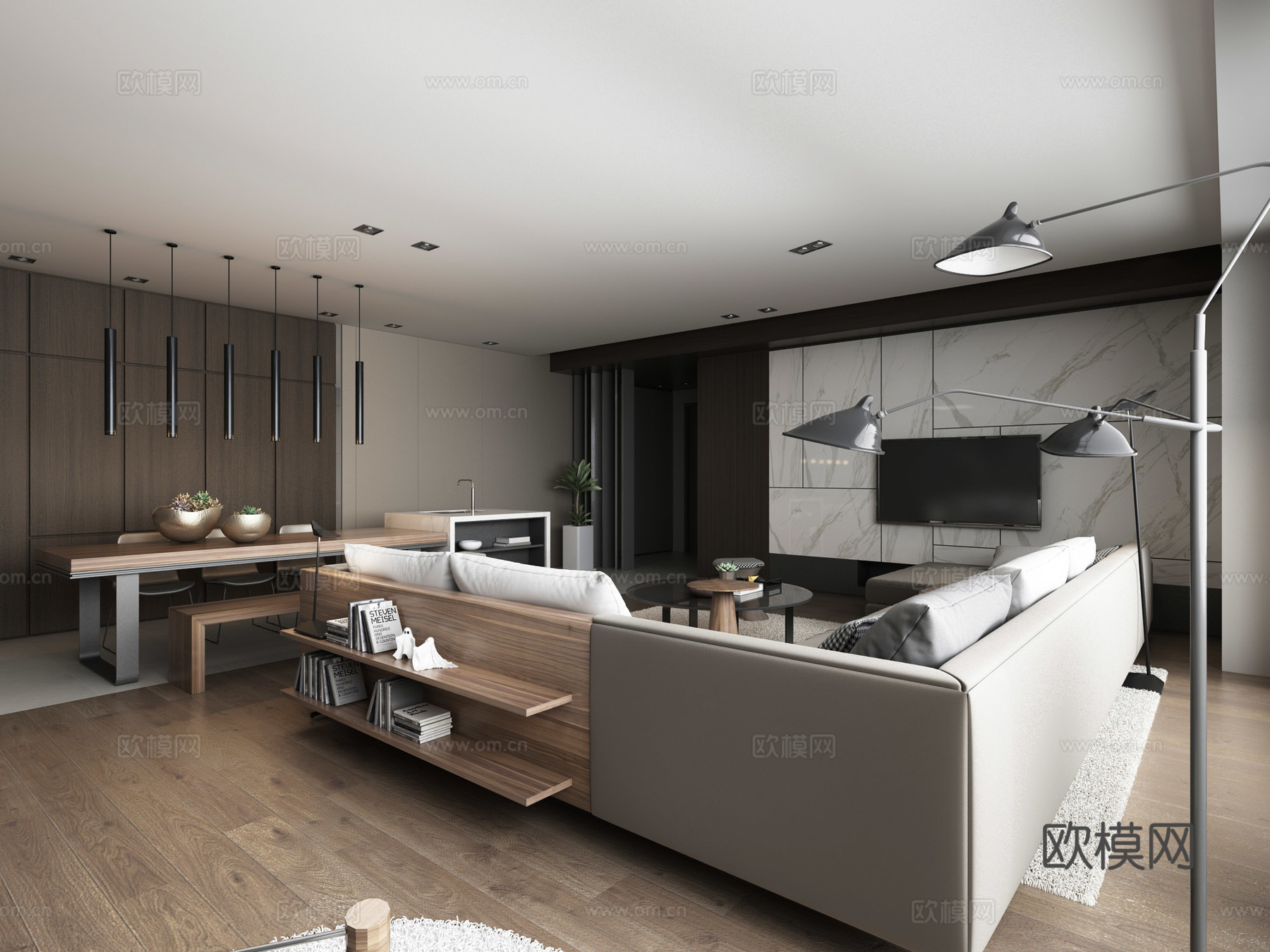 现代客厅餐厅柜子3d模型