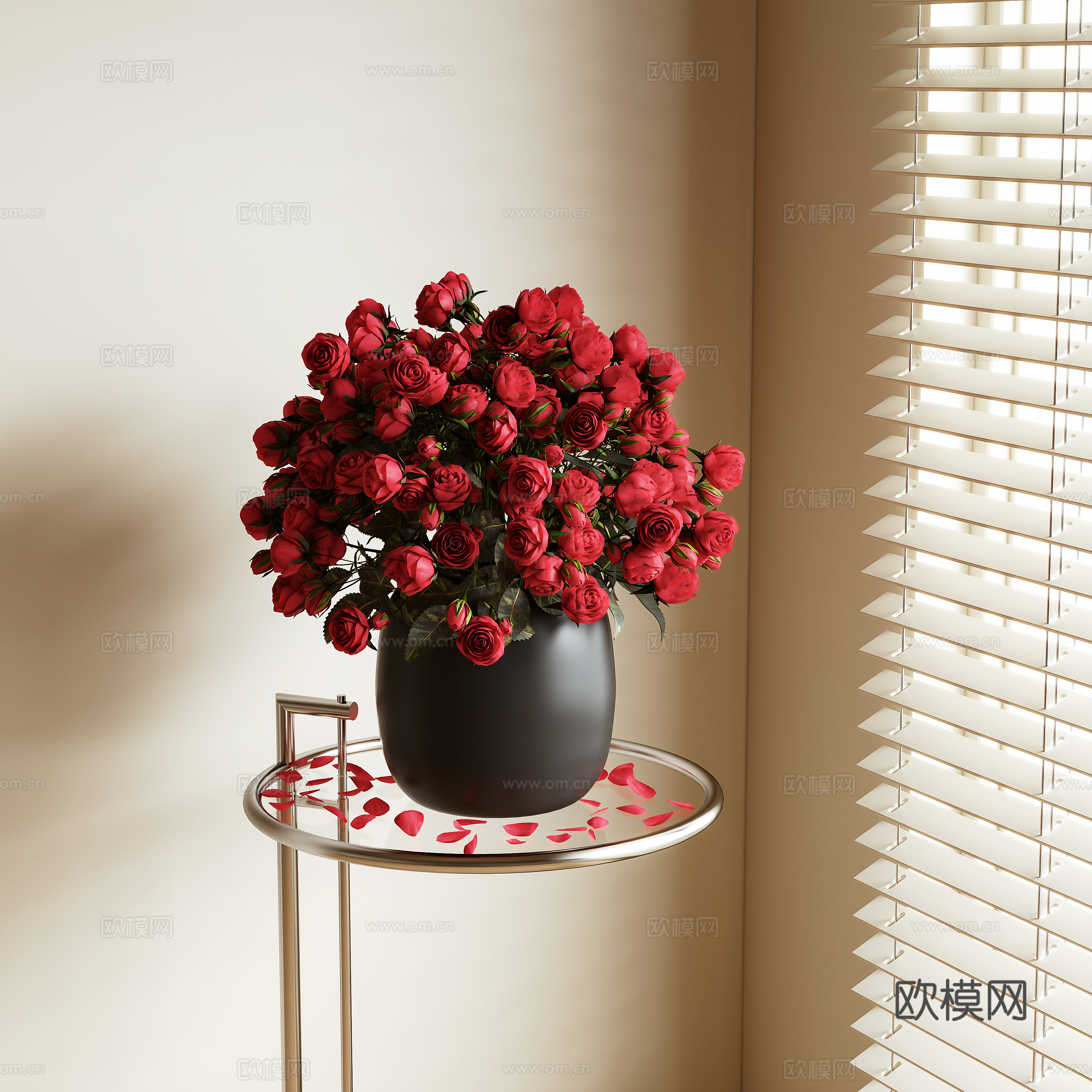 现代花卉 插花 玫瑰花3d模型