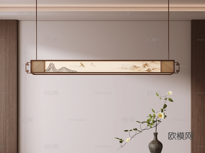 新中式吊燈3d模型下載