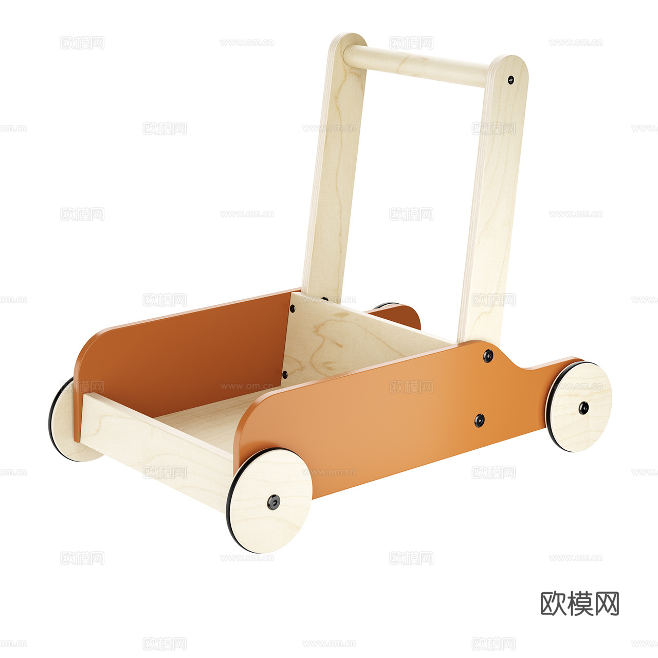Liewood 北欧玩具车 手推车 木制玩具 玩具车3d模型