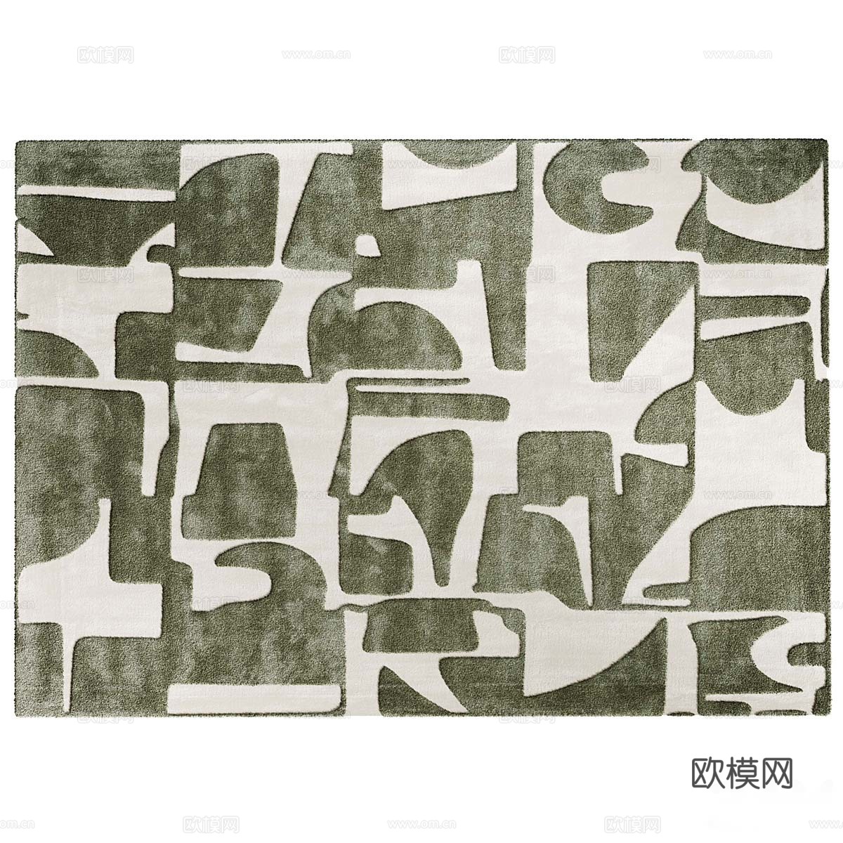现代奶油风羊毛布艺地毯3d模型