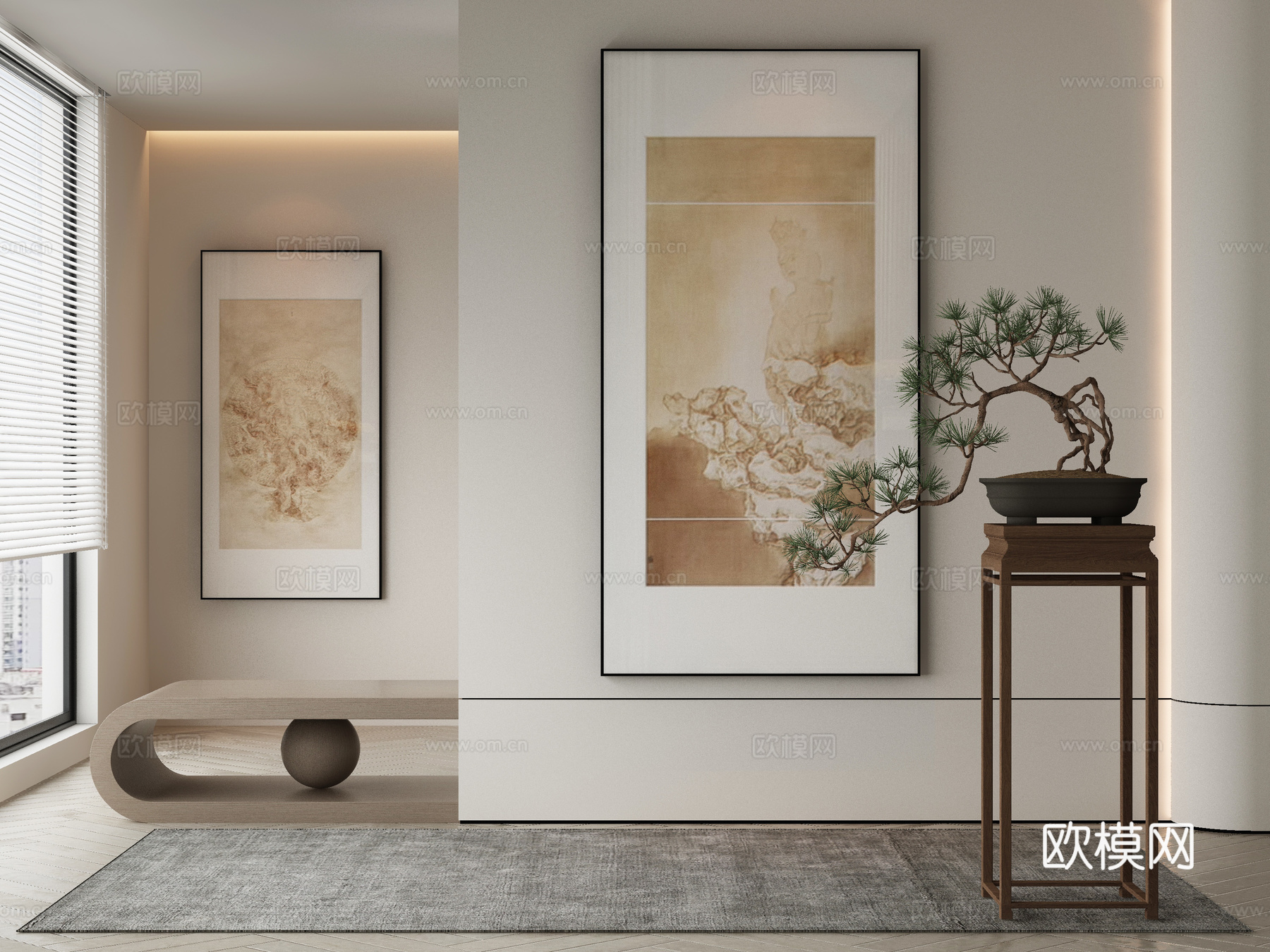 新中式侘寂挂画 油画3d模型