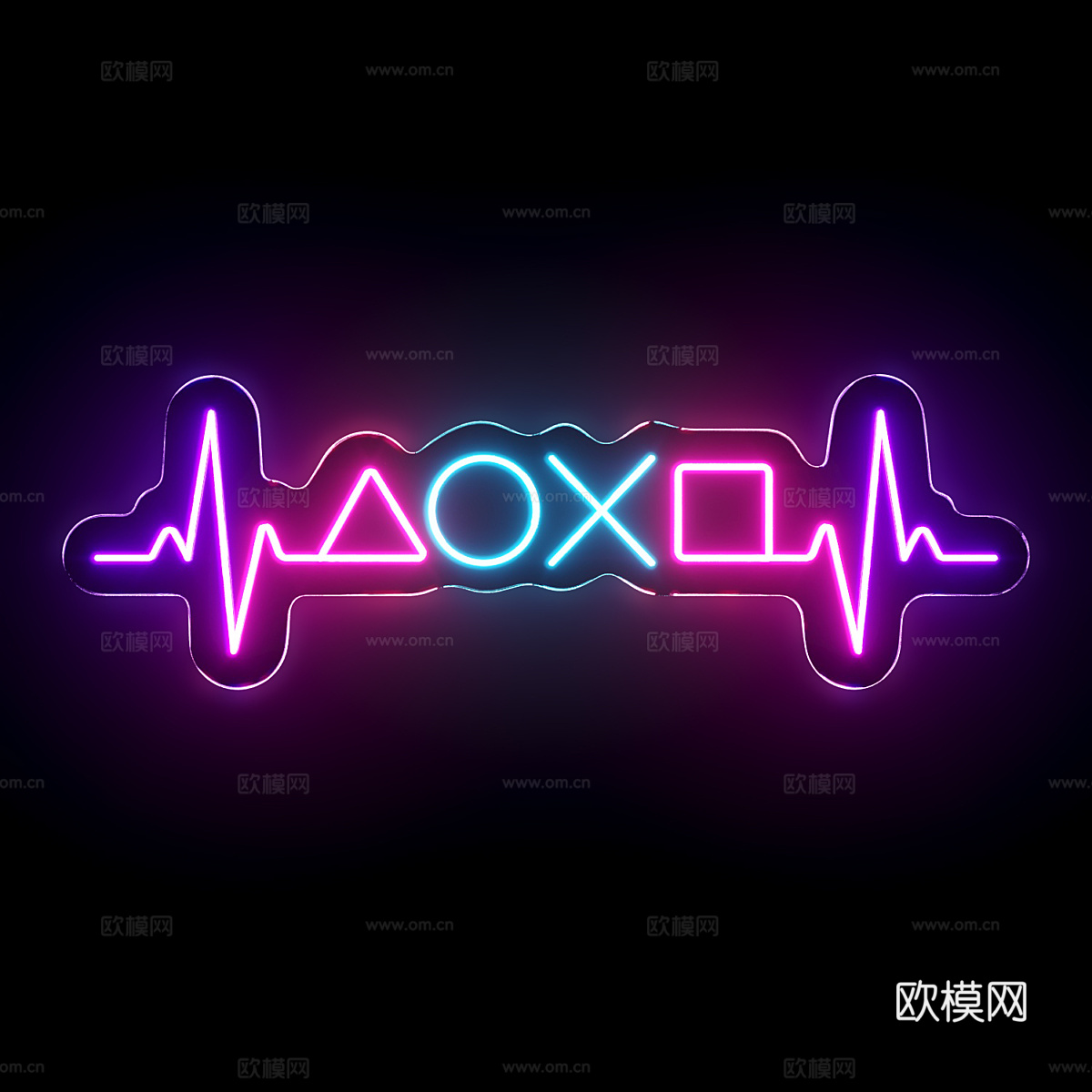 现代霓虹灯标志3d模型