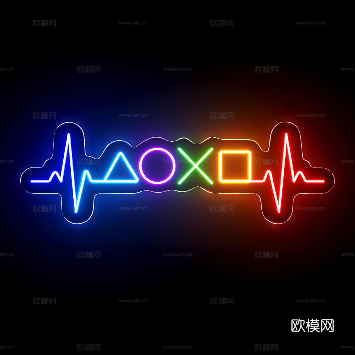 现代霓虹灯标志3d模型