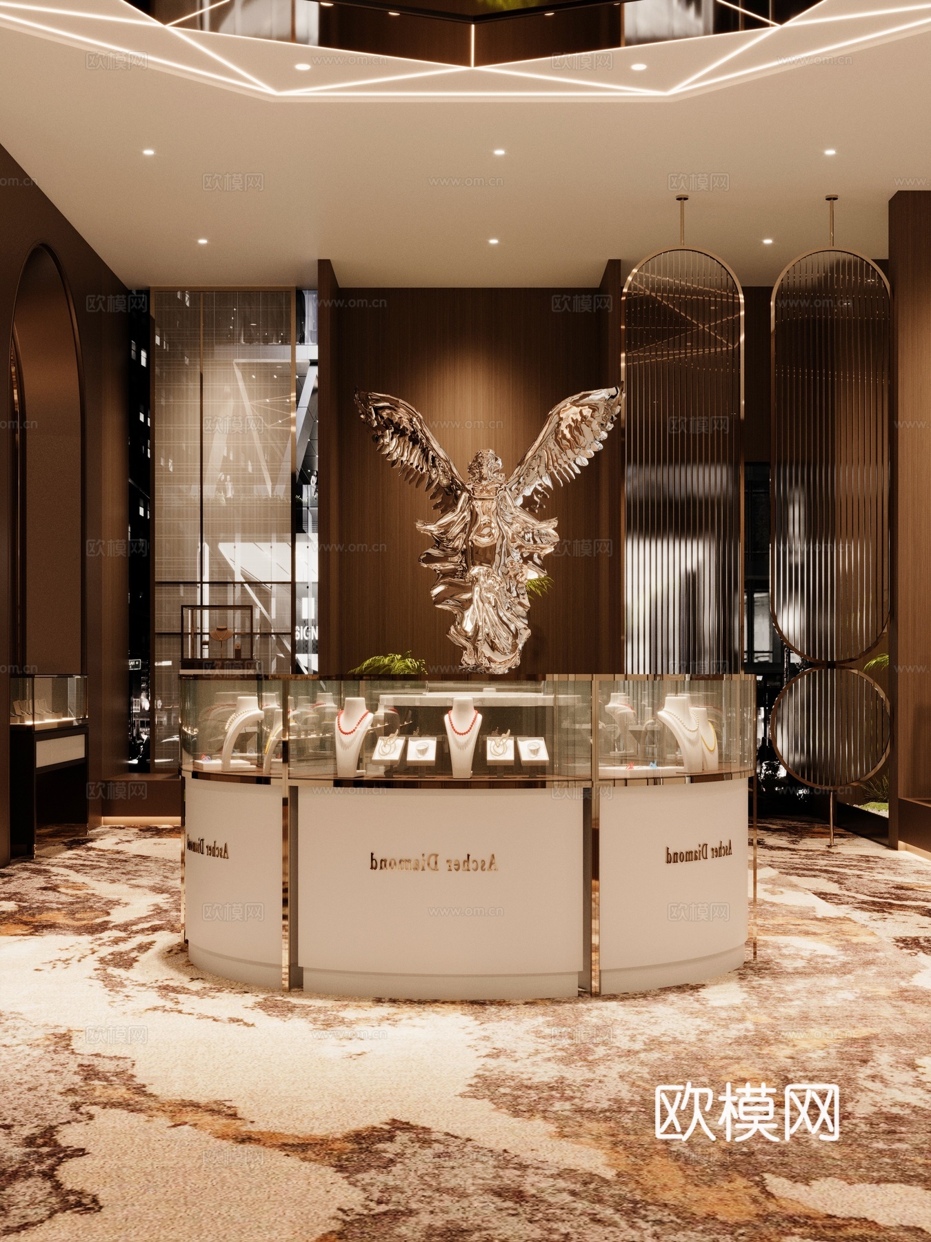 现代轻奢珠宝店展示柜 珠宝店柜子3d模型3d模型