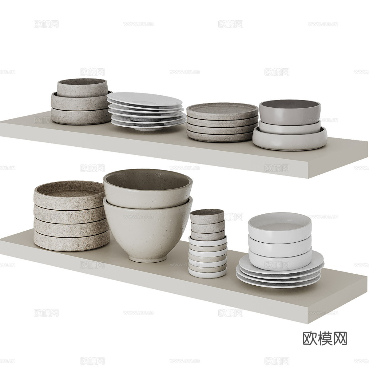 新中式极简餐具组合3d模型