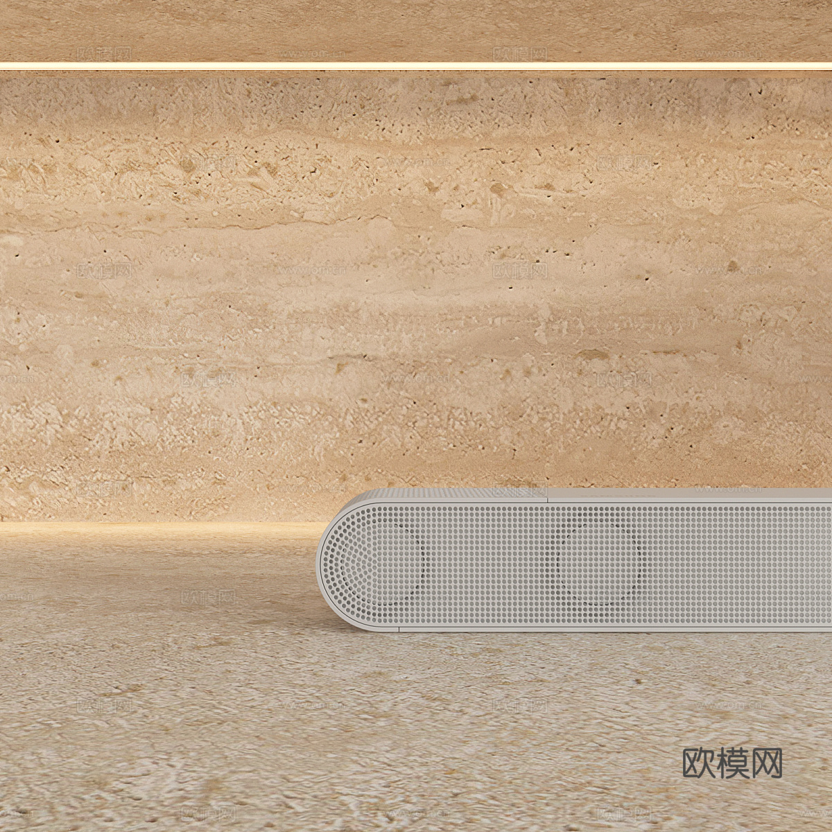 现代侘寂电视背景墙3d模型