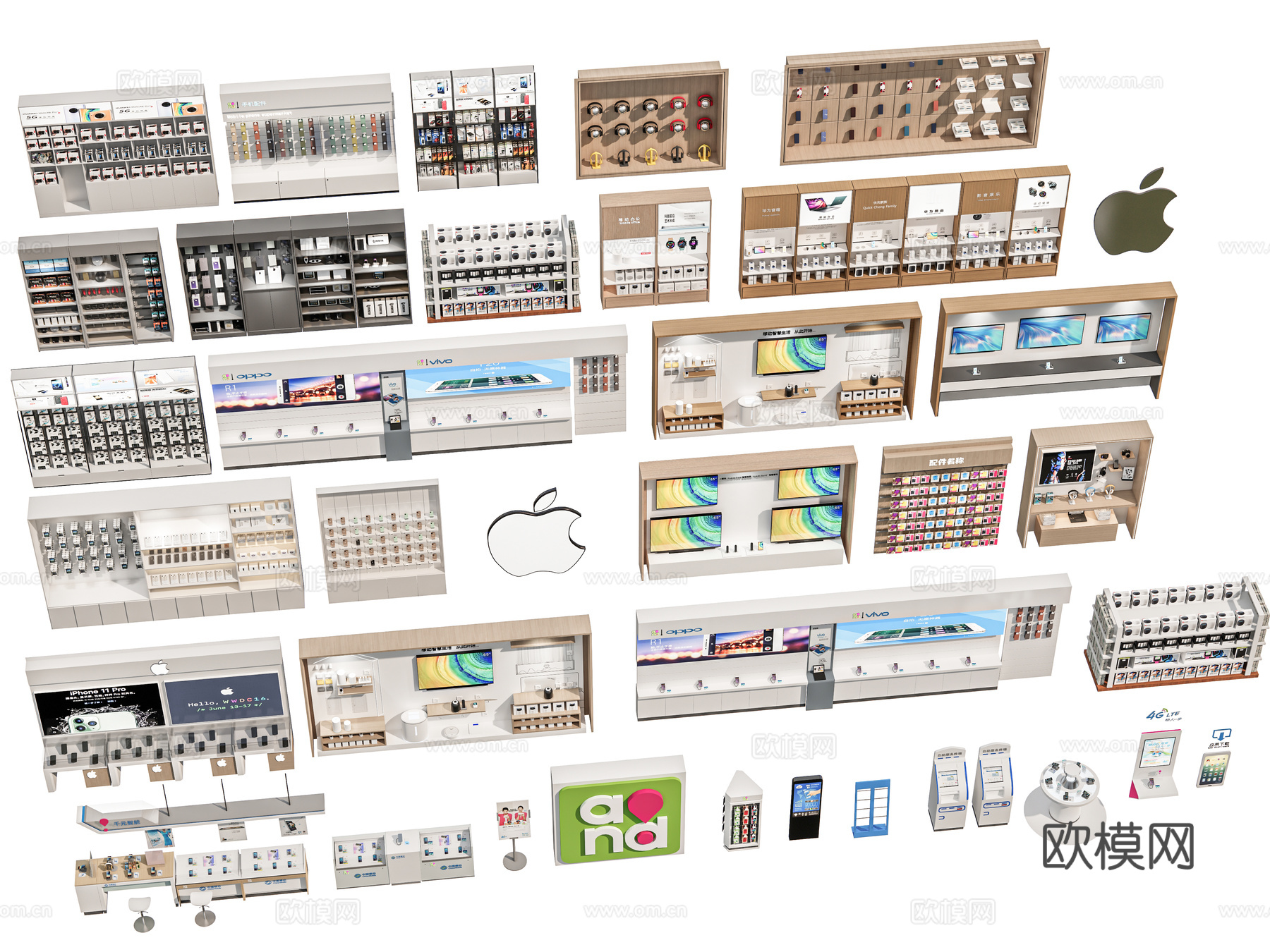 展架 数码展示桌展架 电子产品展示柜 家具展示柜 手机专卖店su模型