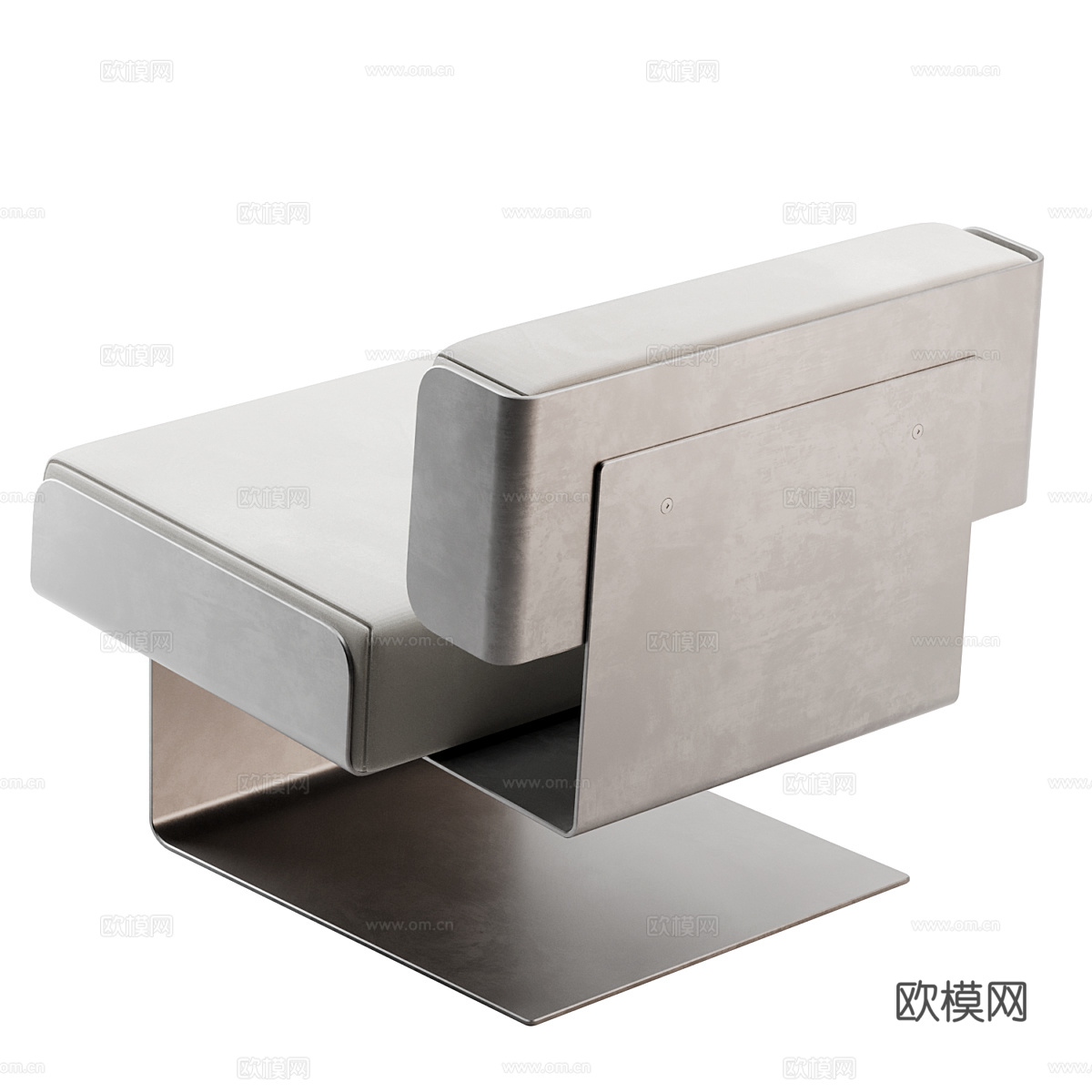 现代意式极简金属布艺沙发椅3d模型
