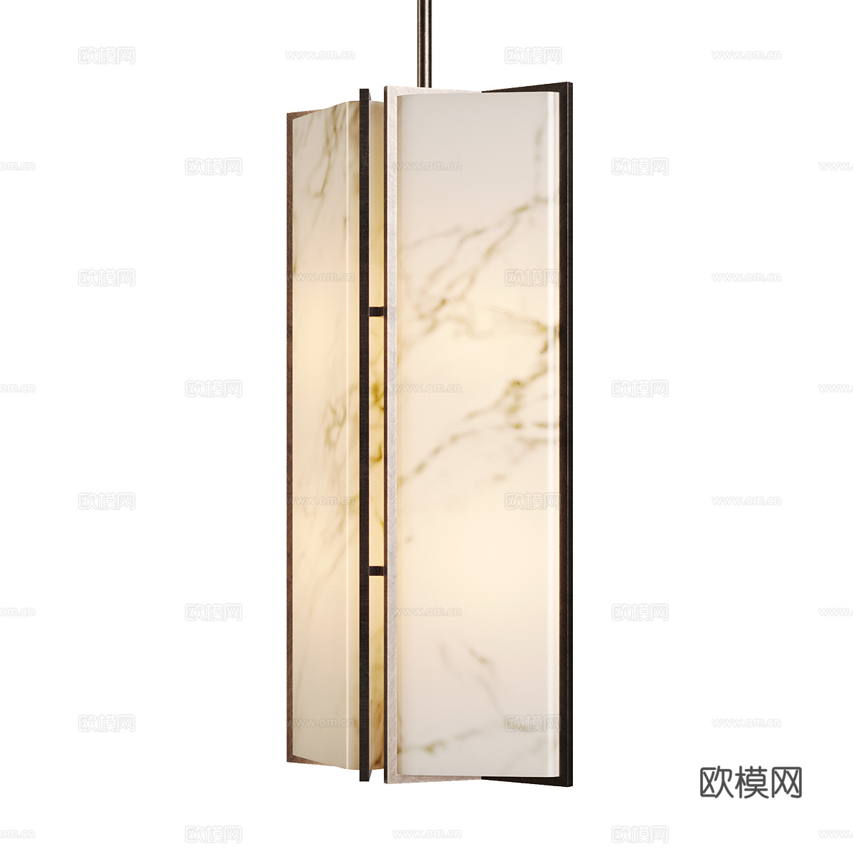 新中式轻奢石材吊灯3d模型