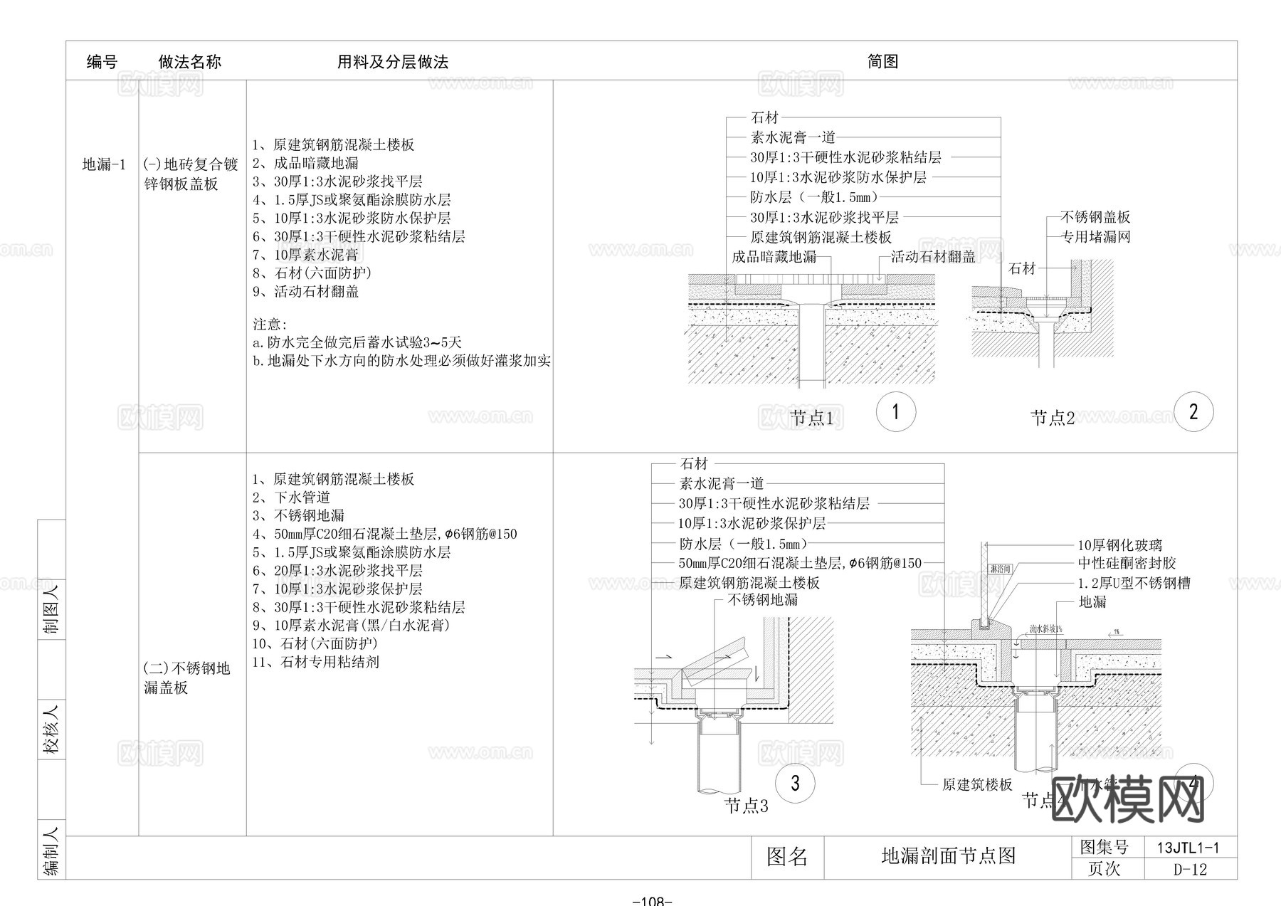 地面大样图D1~22cad施工图