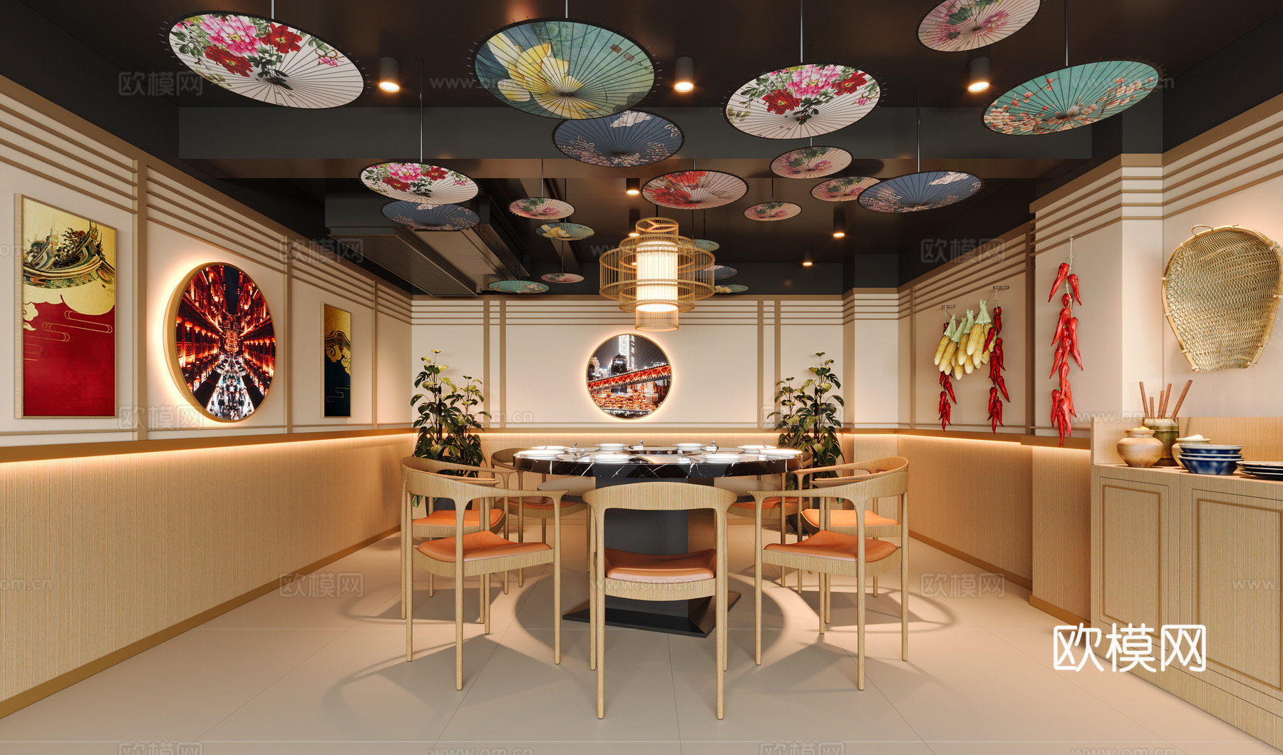 中餐厅包厢3d模型
