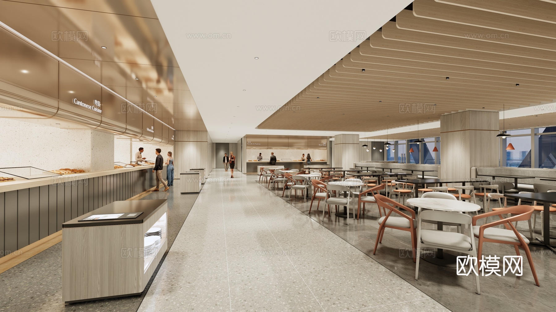 现代国央企办公楼员工食堂空间设计su模型