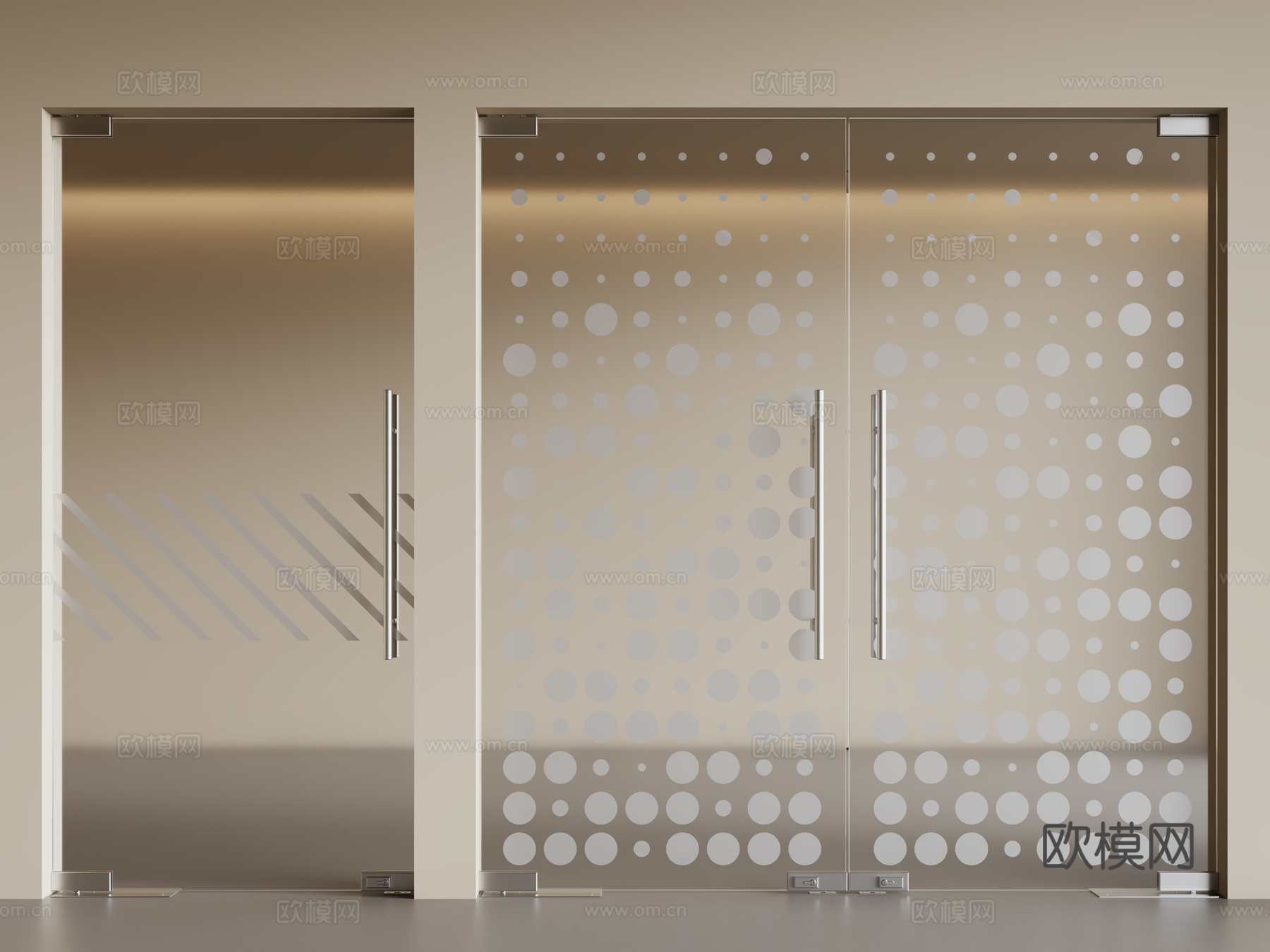 现代办公玻璃门 磨砂玻璃门3d模型