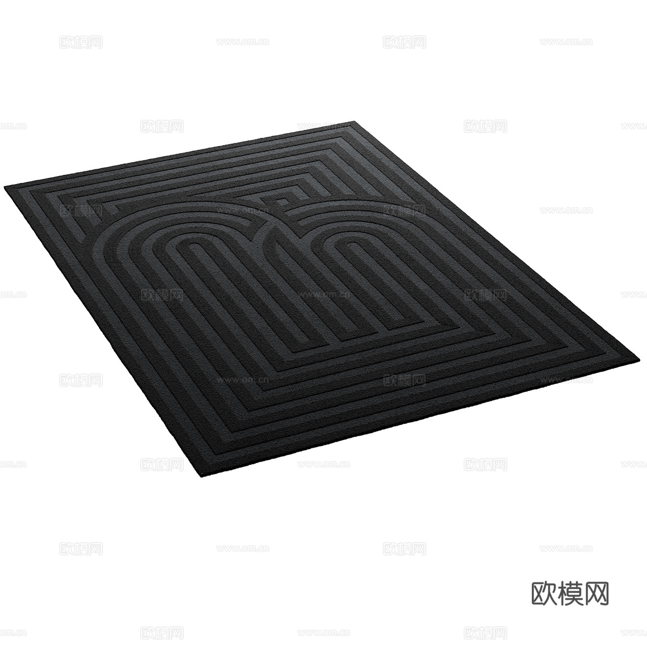 Feyyn 经典黑色地毯 条纹地毯 矩形地毯 方形地毯3d模型