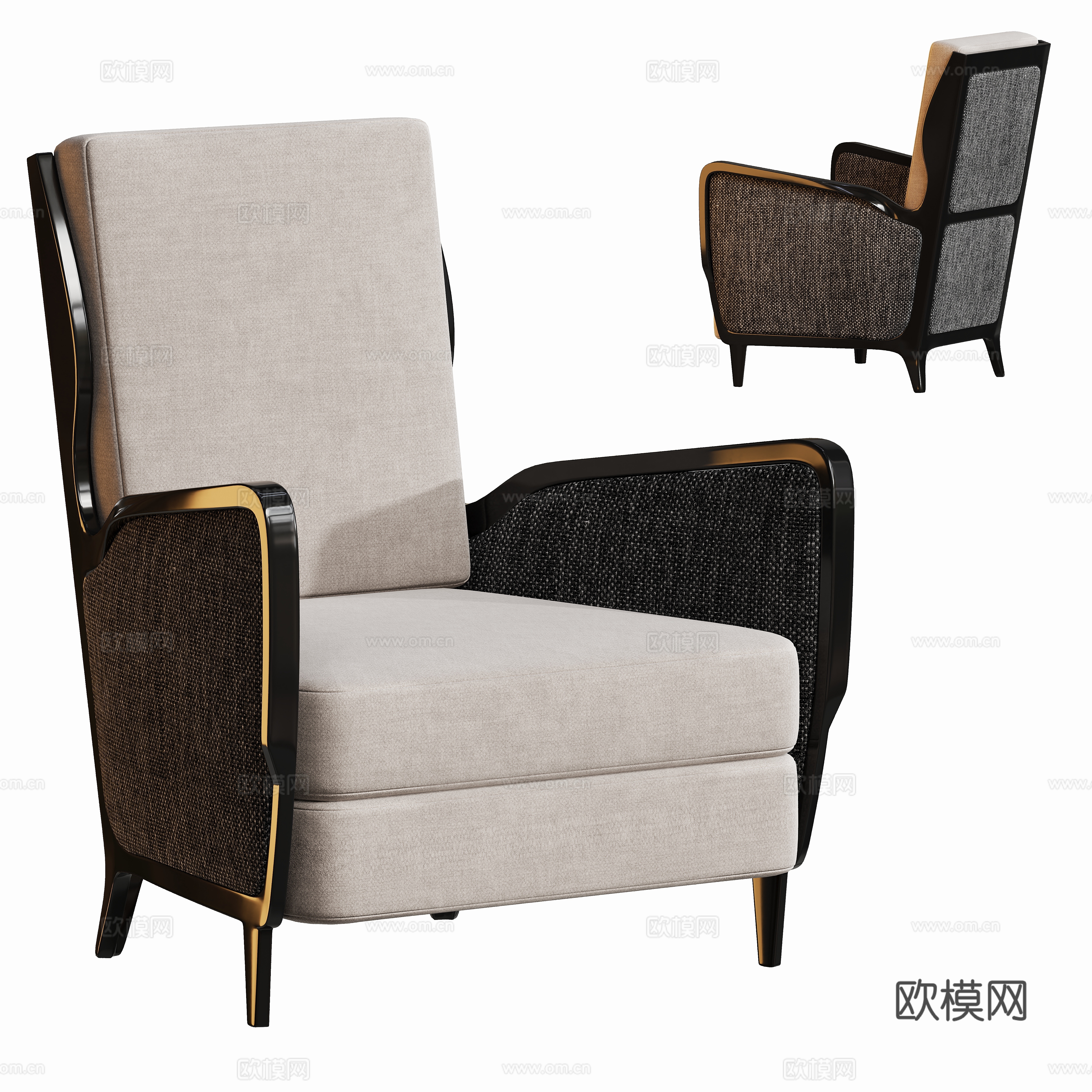 现代休闲高背椅3d模型