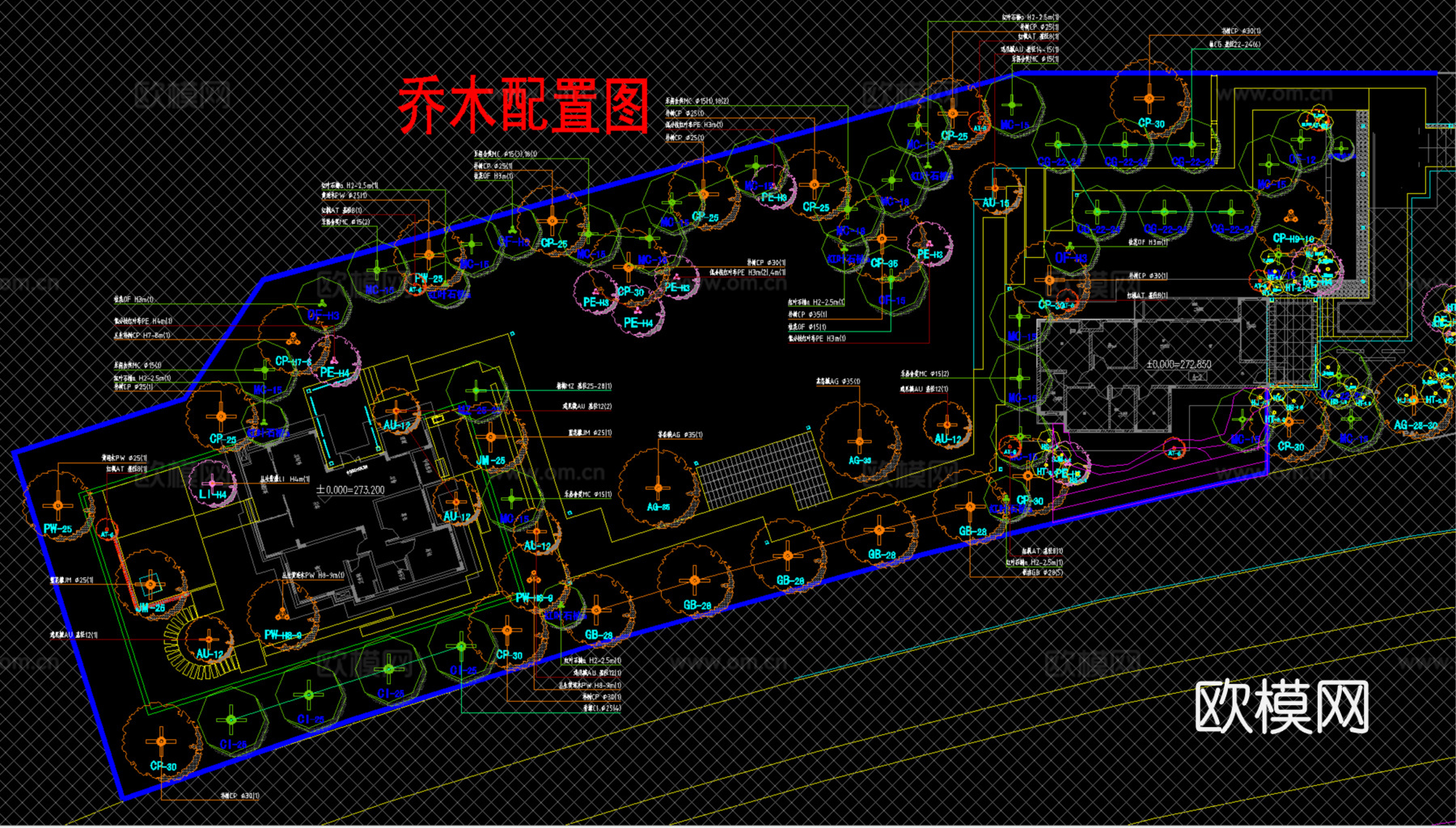 示范区植物配置cad施工图