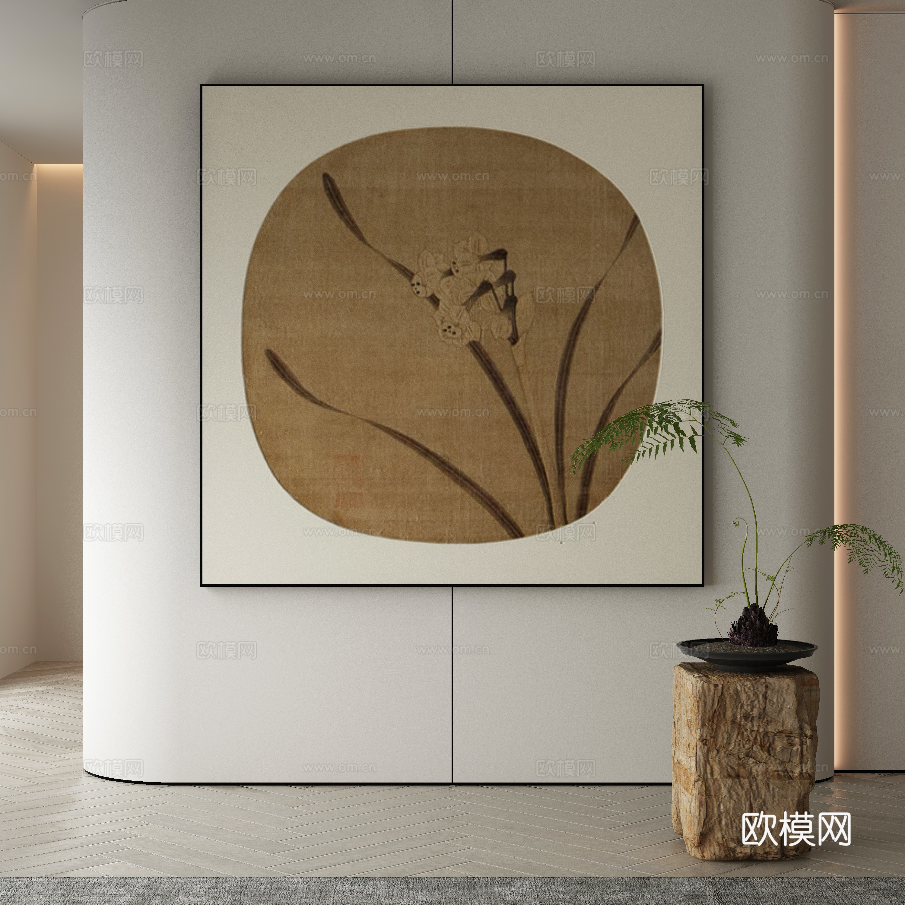 新中式侘寂挂画 油画3d模型