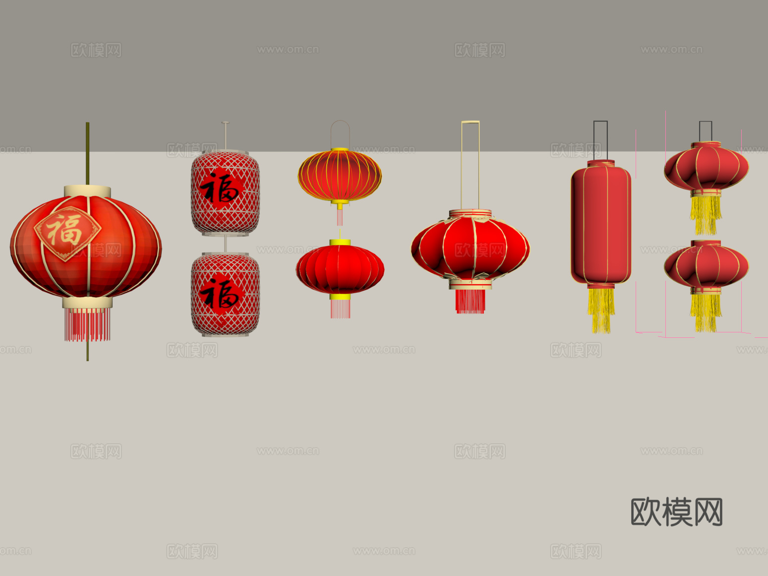灯笼 现代过年挂饰 红灯笼su模型