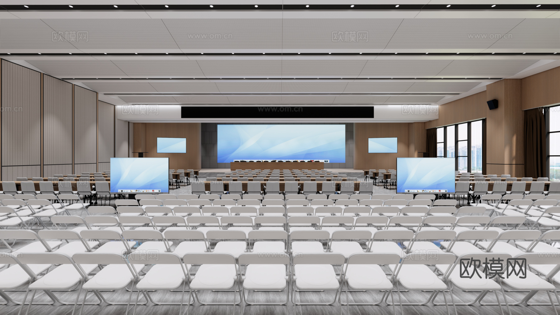 现代风格大型汇报厅报告厅接待室su模型