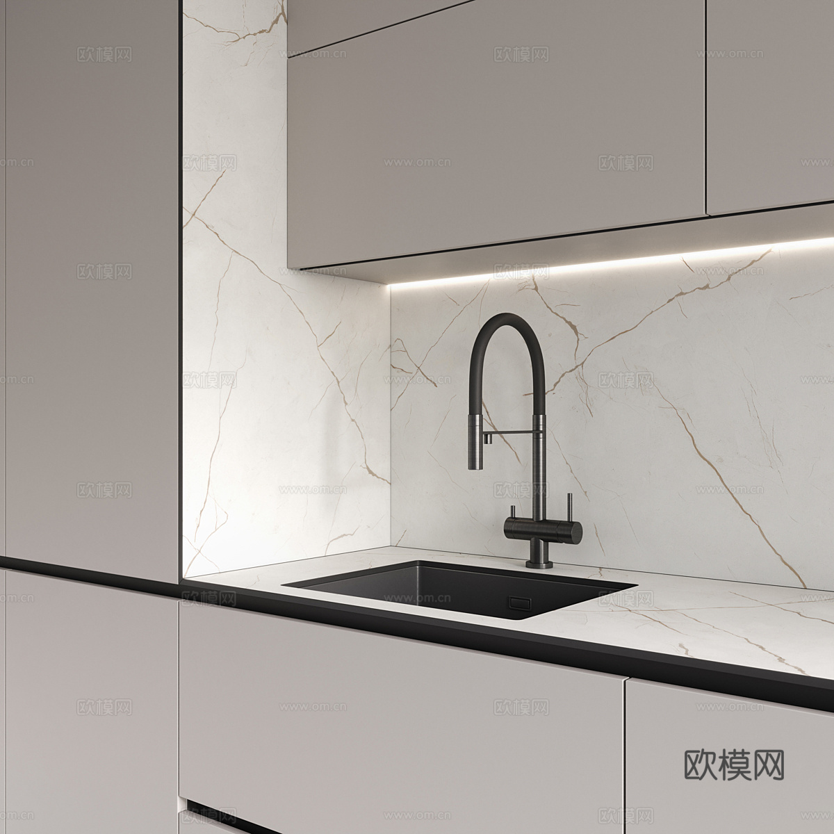 现代意式极简橱柜3d模型