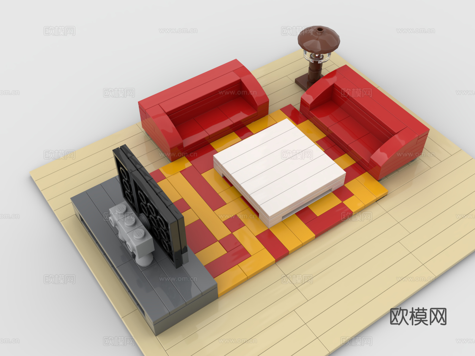 乐高 LEGO 玩具 积木 客厅沙发组合3d模型