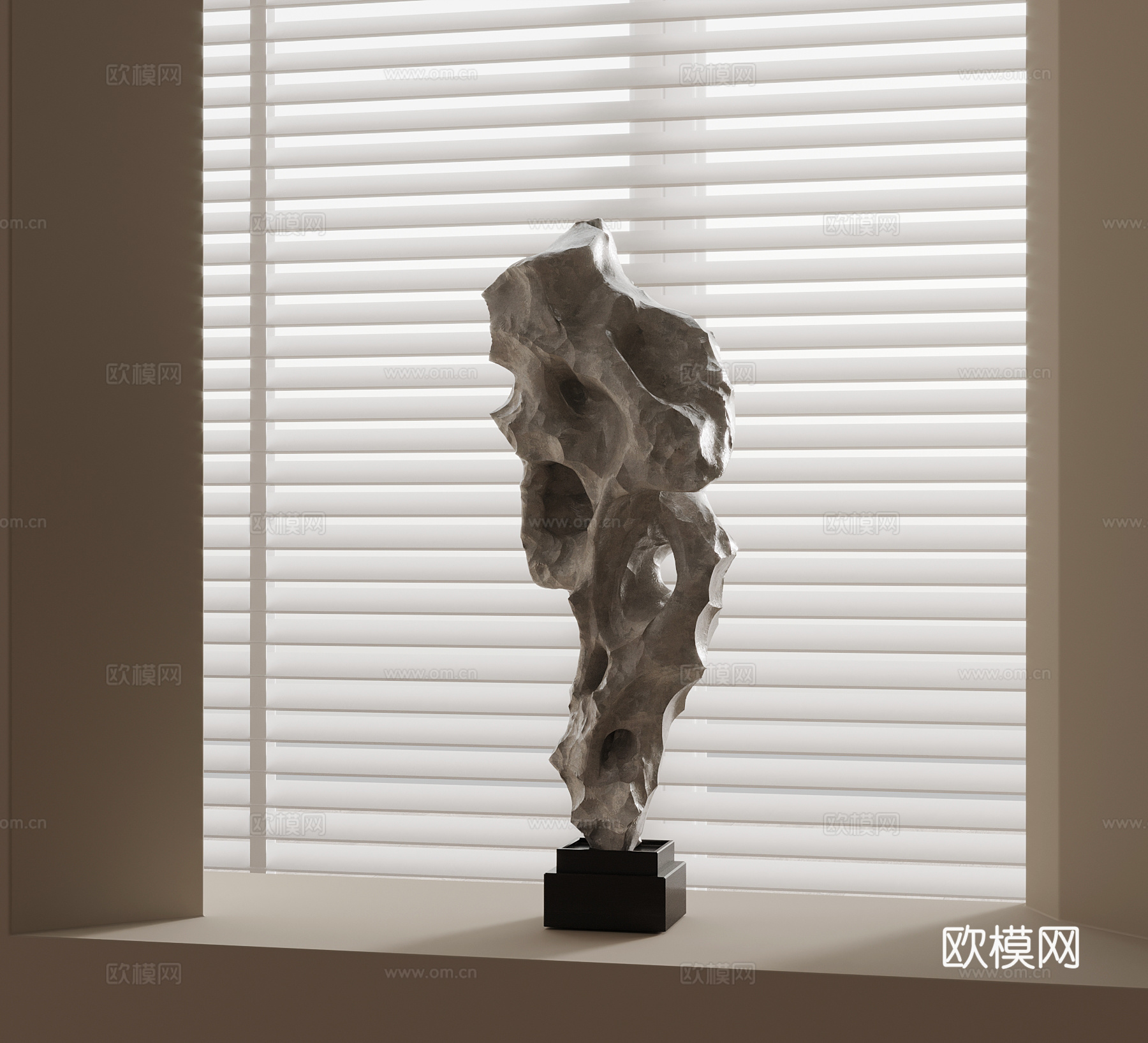 中式雕塑 石头3d模型