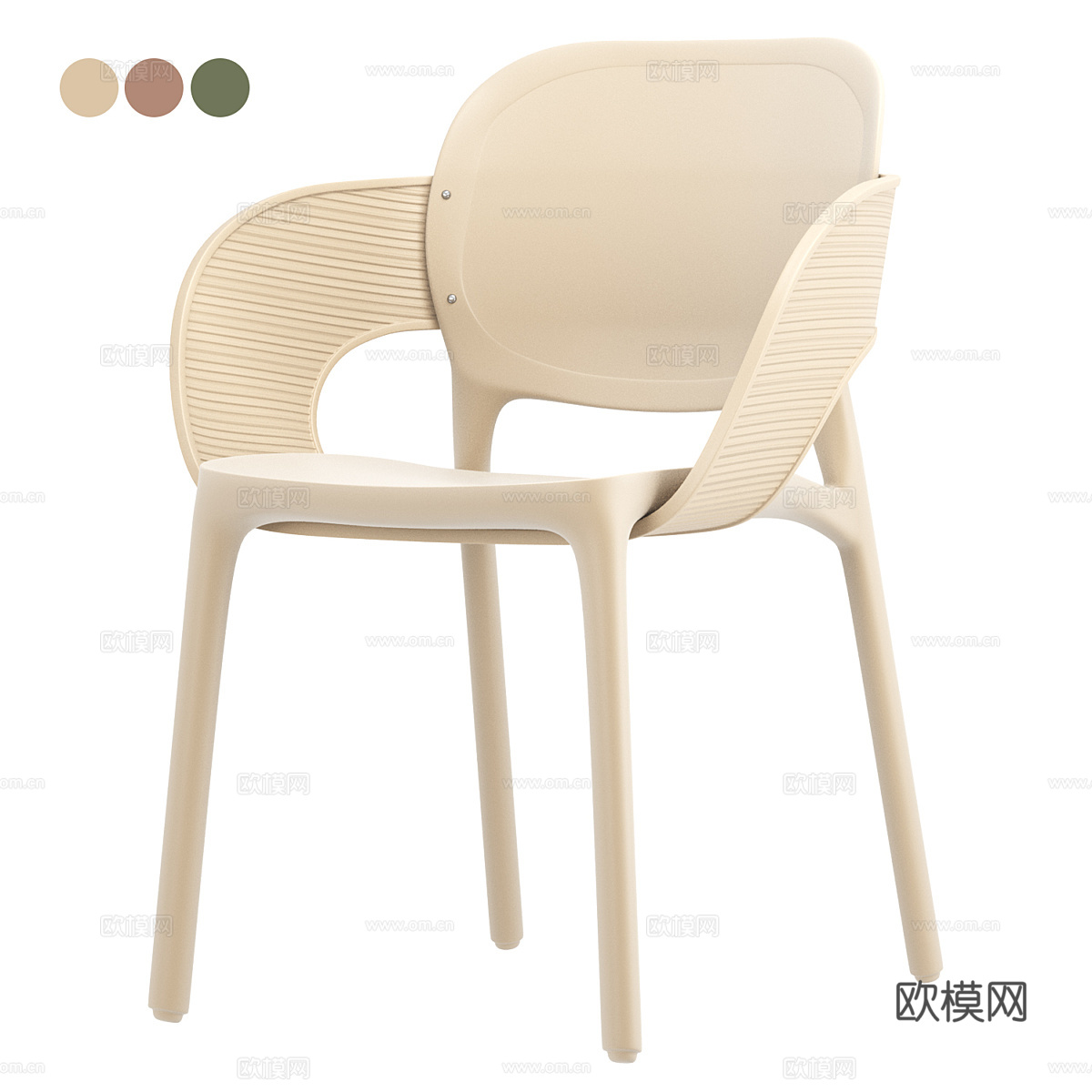 现代奶油风藤编布艺单椅3d模型