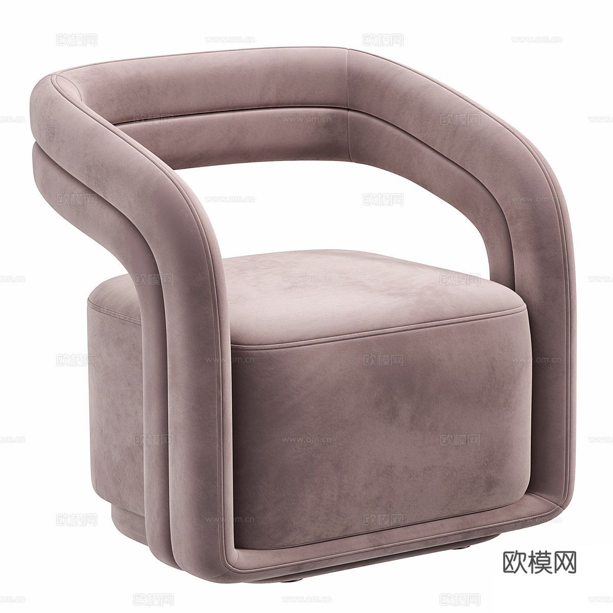 现代意式奶油风布艺扶手椅3d模型
