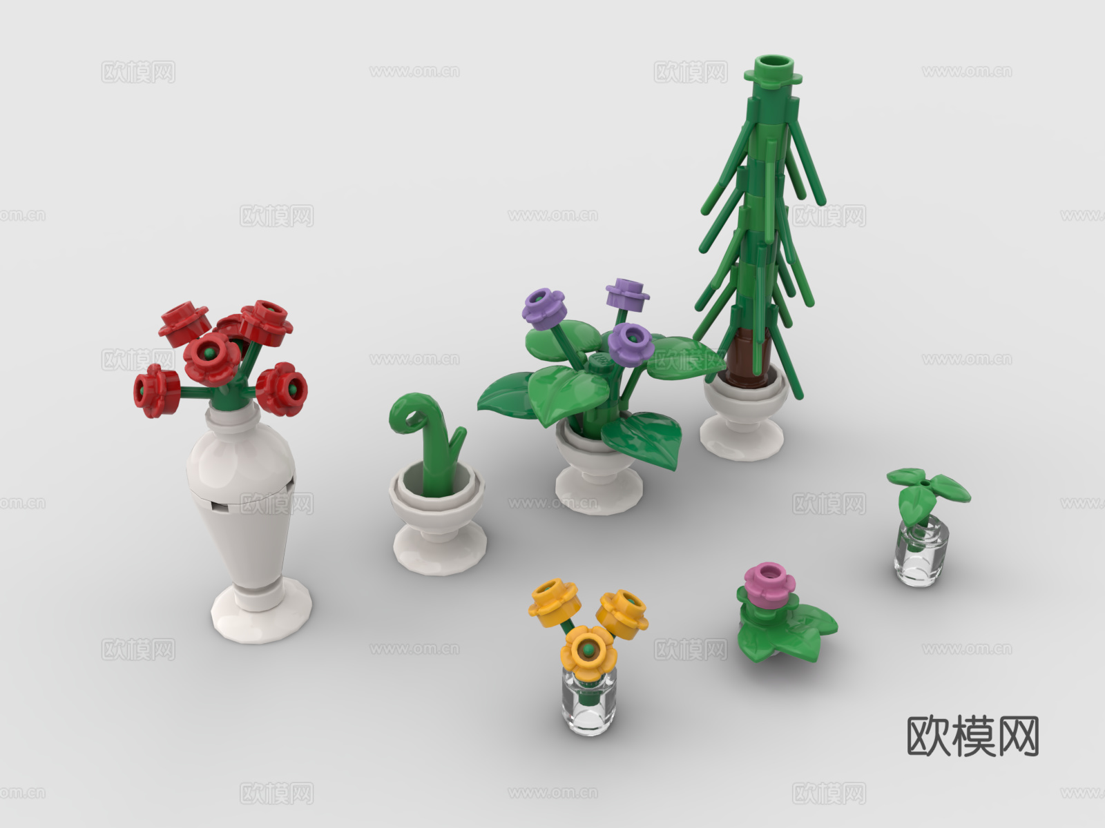 乐高 LEGO 玩具 积木 室内植物 盆栽 盆景3d模型