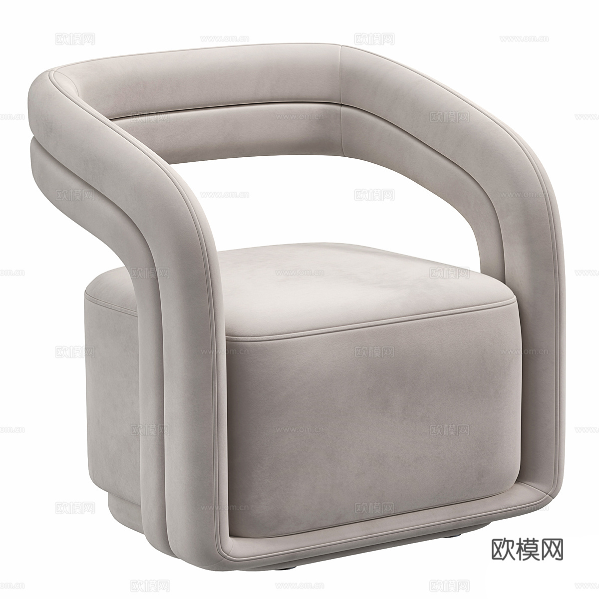 现代意式奶油风布艺扶手椅3d模型