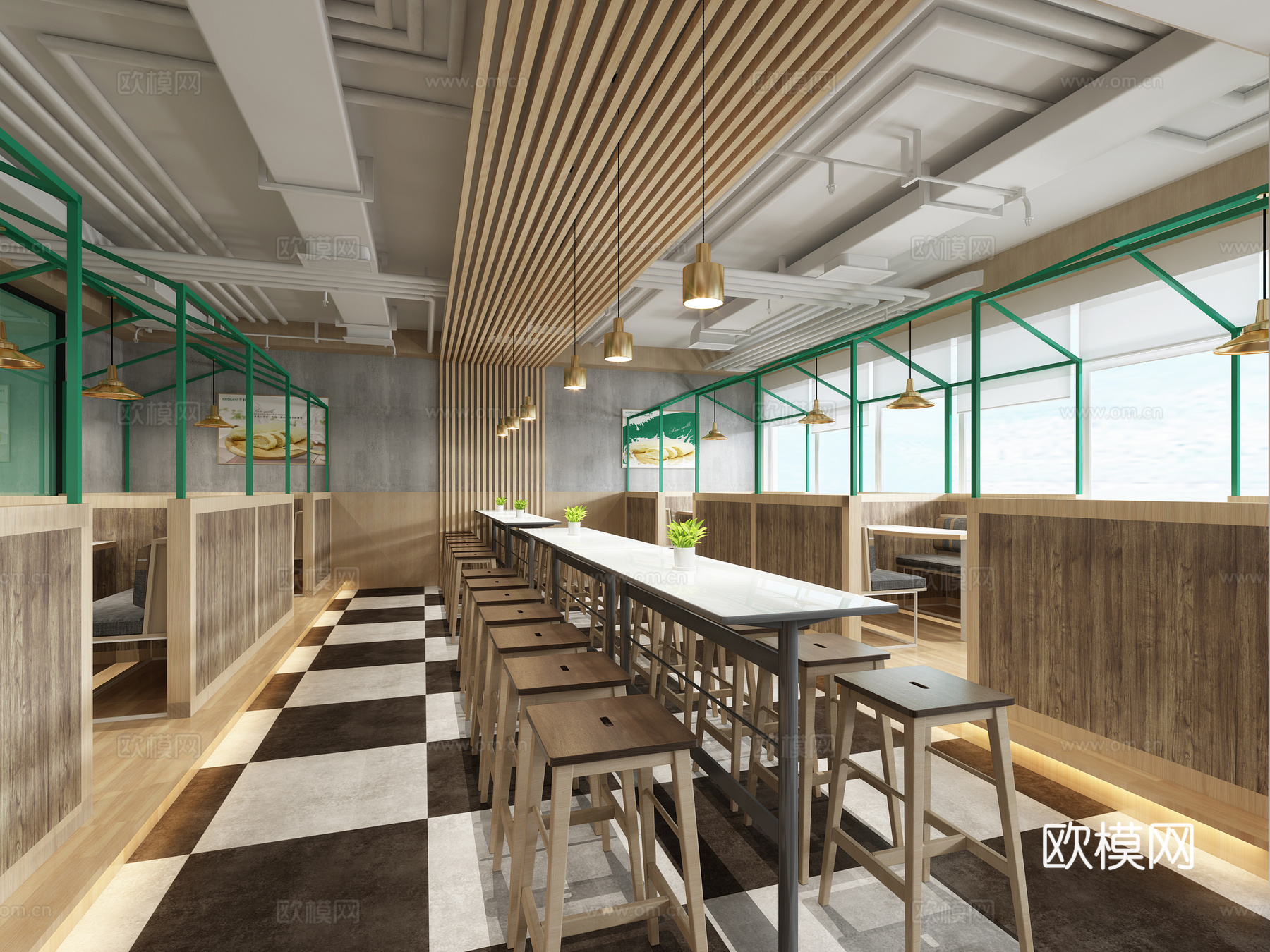 现代 仟吉食堂餐厅3d模型