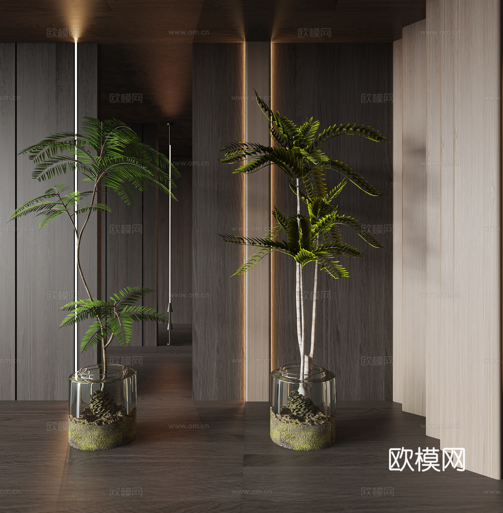 现代绿植盆栽3d模型下载